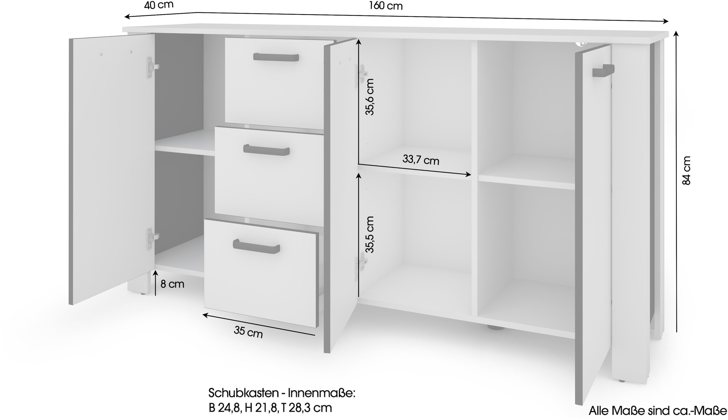 byLIVING Sideboard »Faro« 1 cuis tlg. moderne Kommode in verschiedenen Farben verfügbar, 160cm.
