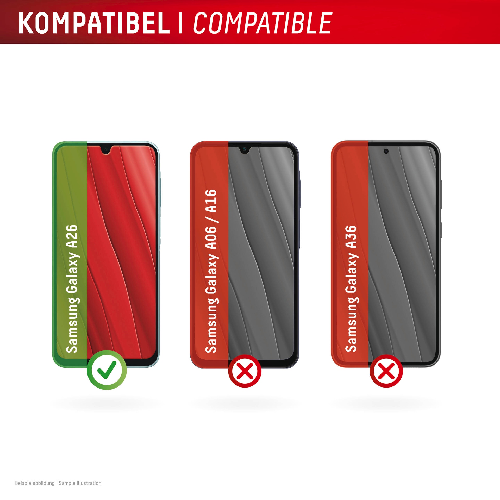 Displex Displayschutzglas »Real Glass Screen Protector« für Samsung Galaxy A26 Displayschutzfolie, Schutzfolie, Bildschirmschutz, kratz- & stossfest