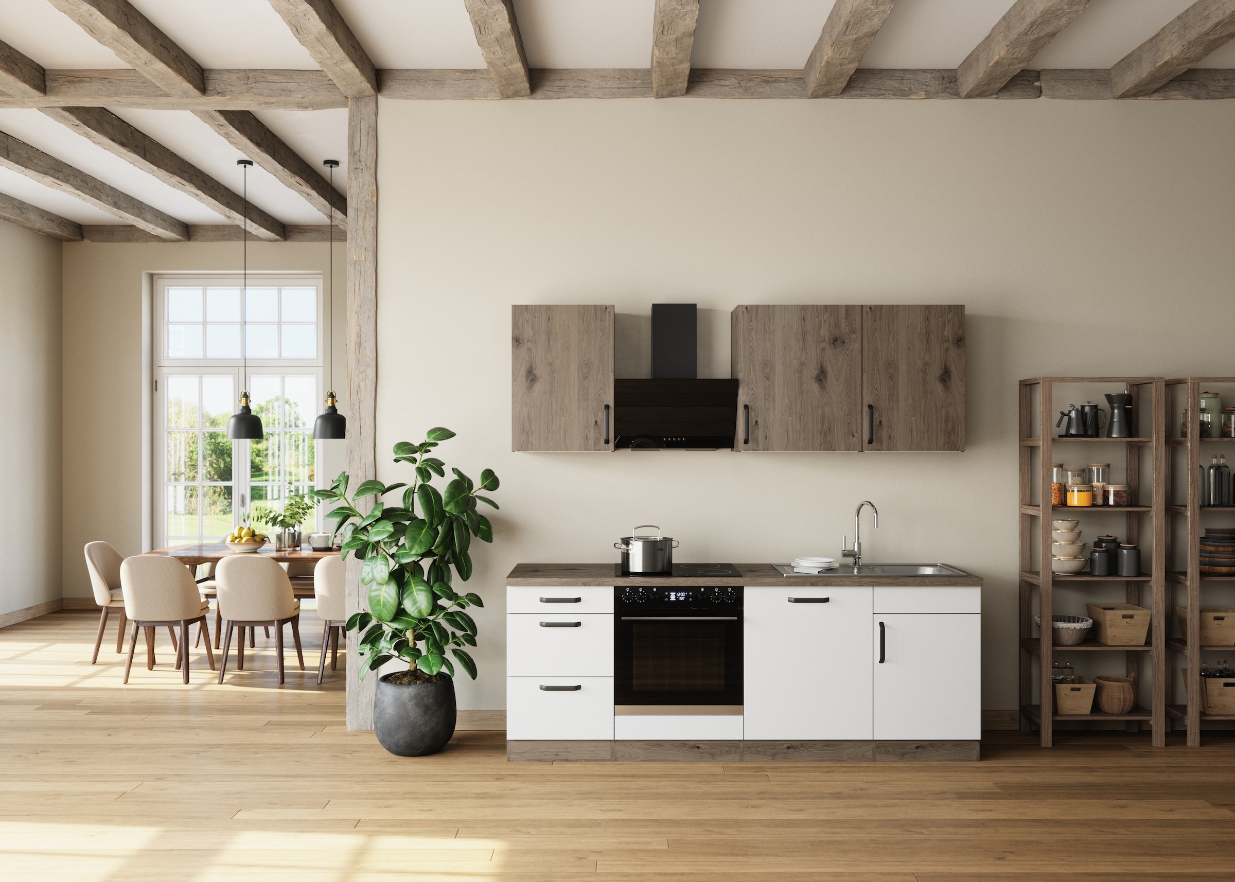 wiho Küchen Kitchenette »Elba« wahlweise mit Hanseatic E-Geräten, Breite 220 cm