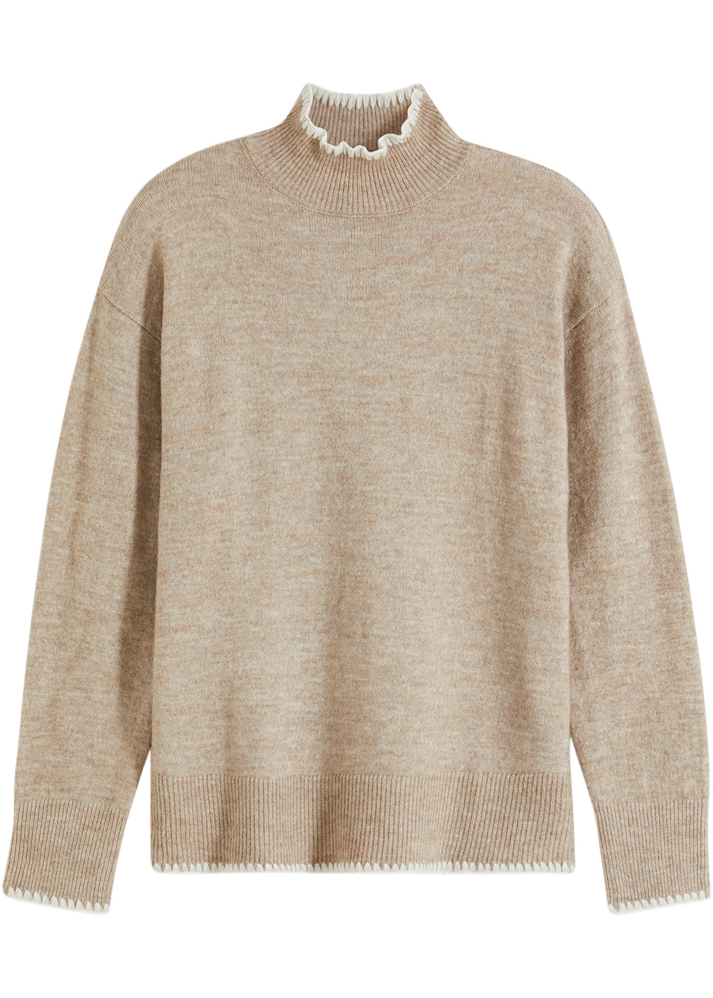 bonprix Pull en tricot aus Polyester, Polyacryl, Wolle und Elasthan, mit Stehkragen