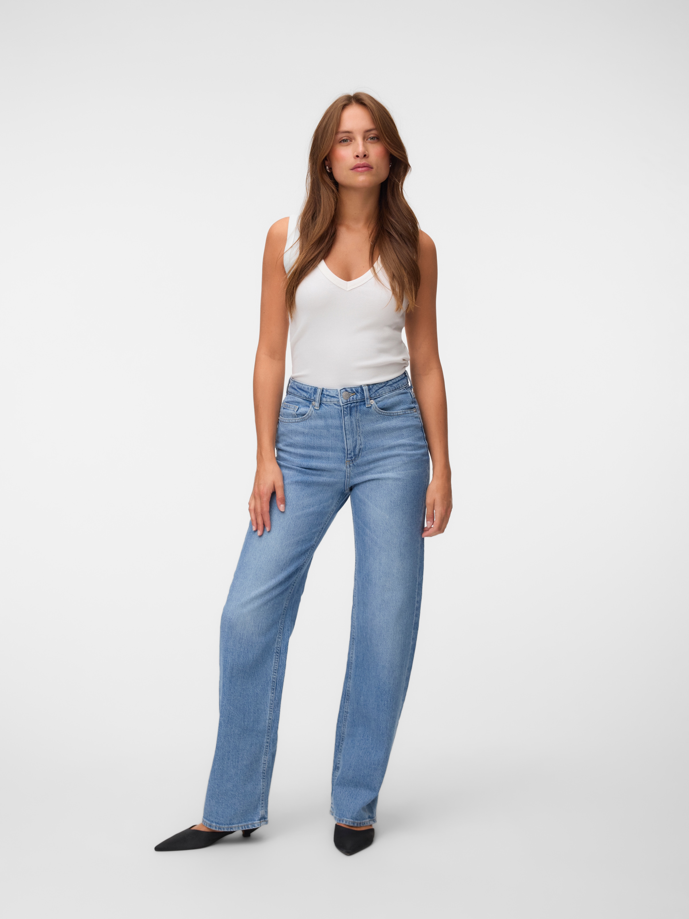 Vero Moda Jeans taille haute »VMTESSA HR WIDE JEANS RA3065 GA NOOS« mélange de coton, taille haute, coupe large