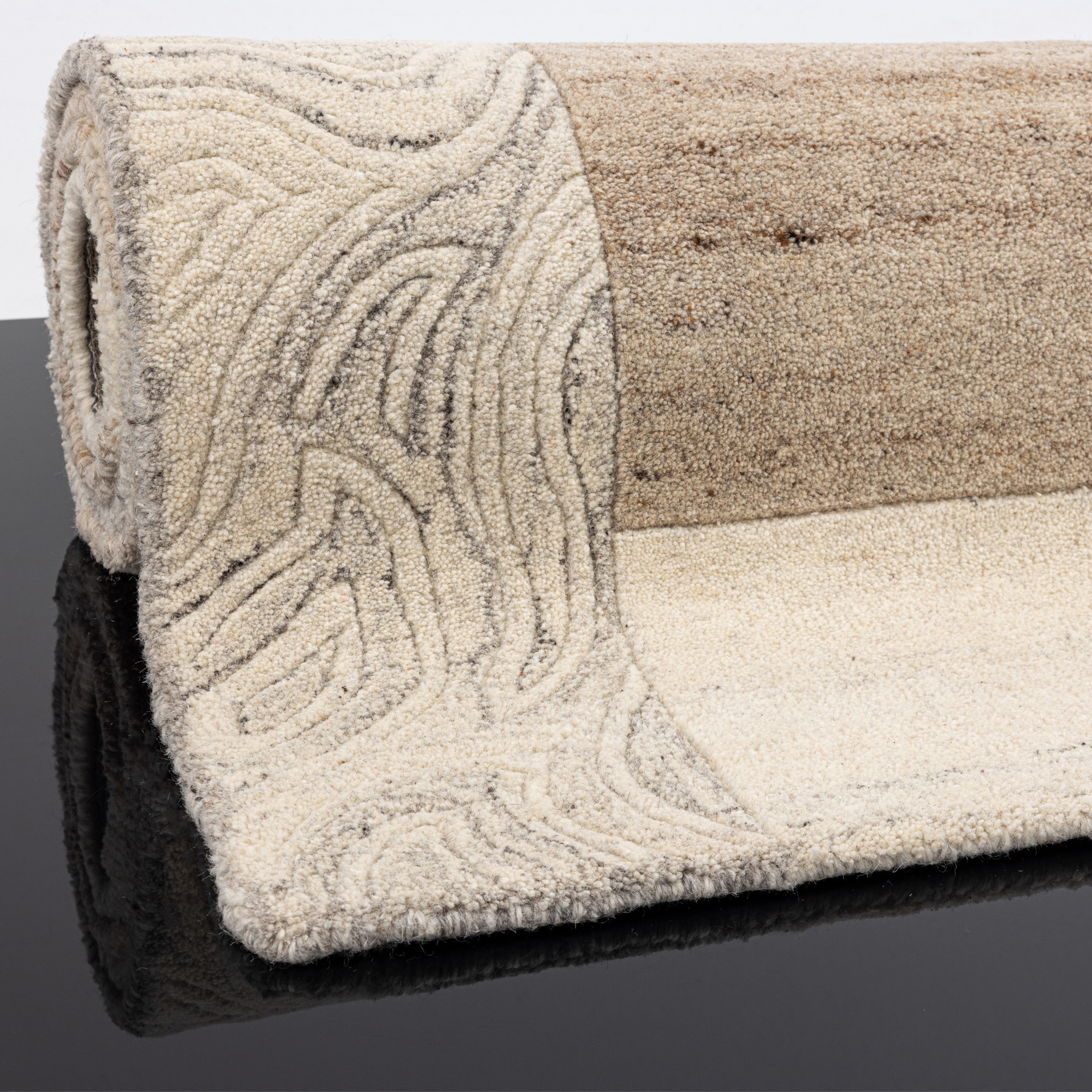 THEKO Tapis en laine »Lola, Wolle, handgearbeitet, Patchwork Design, handgetuftet« Rectangulaire 12 mm Höhe Wohnzimmer, Schlafzimmer, Esszimmer, auch als Läufer und rund