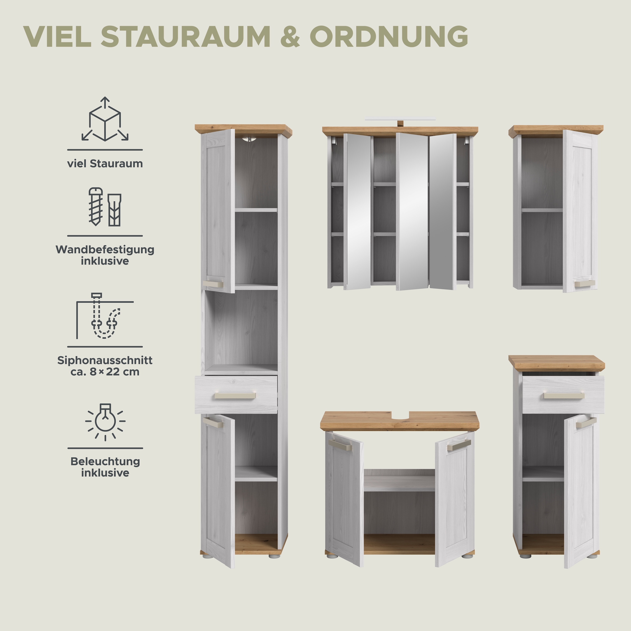 welltime Ensemble de meubles de salle de bain »COSENZA« 6 cuis tlg.