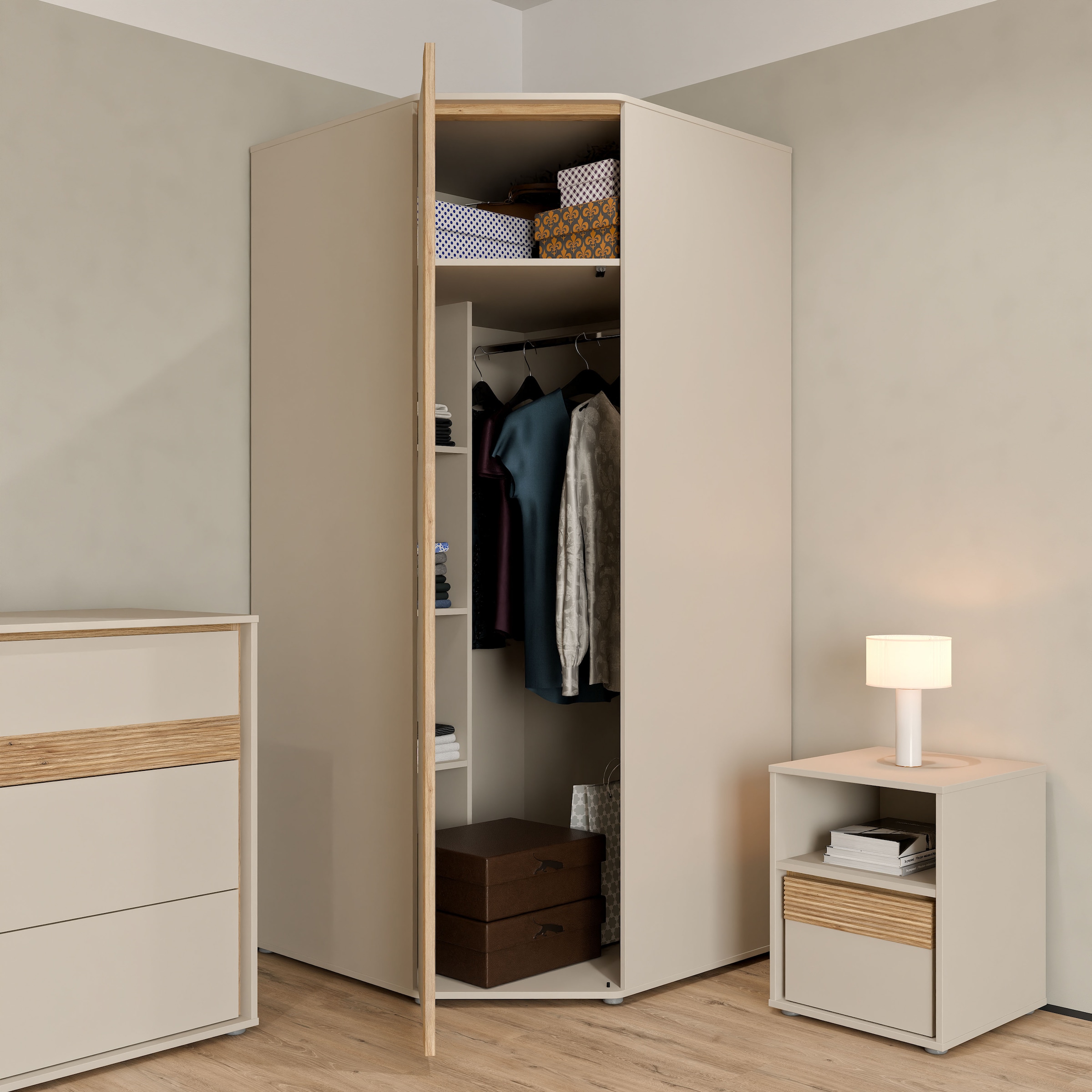 FORTE Eckkleiderschrank B/H/T 92,2/193,7/92,2 cm