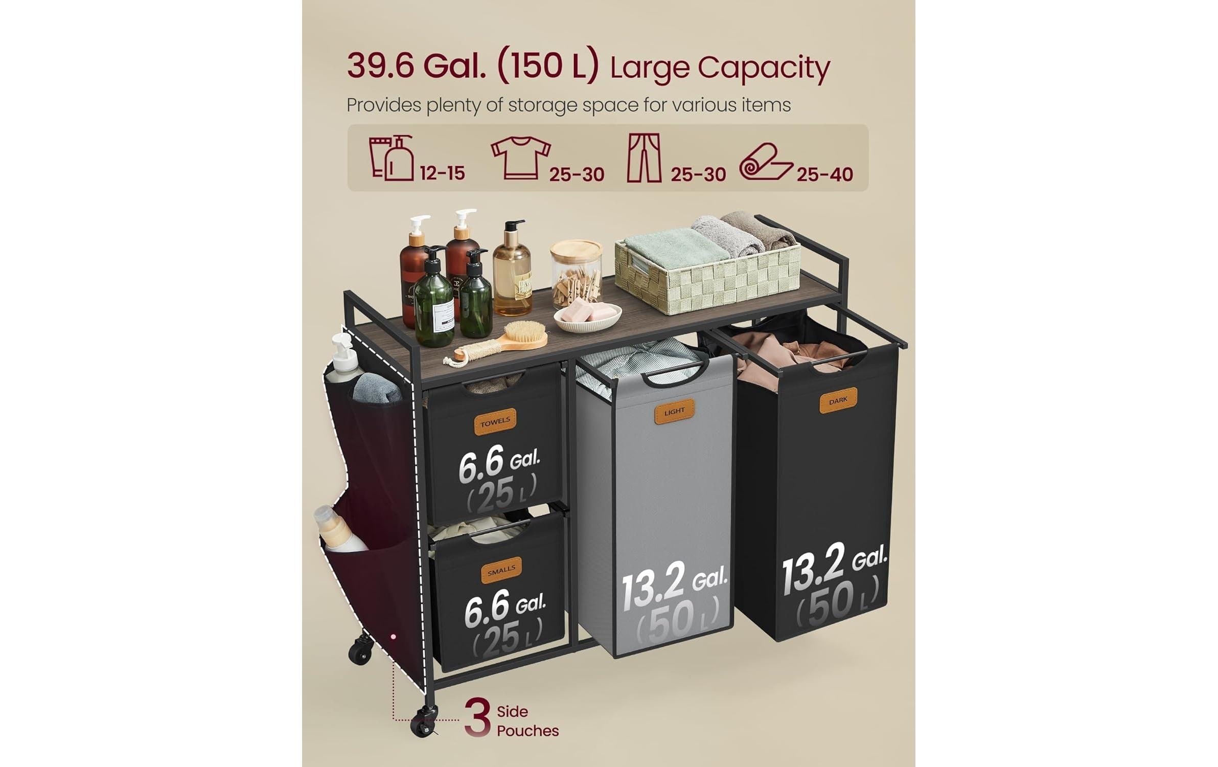 VASAGLE Panier à linge »mit Ablagen 150 l«