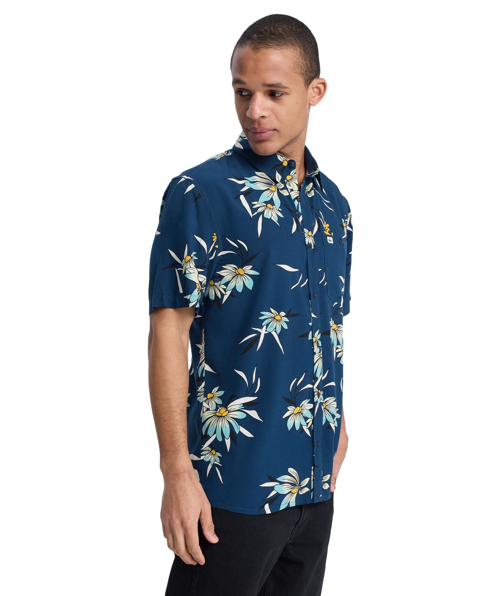 Quiksilver Chemise à manches courtes »COASTAL FLORAL SHORT SLEEVE« chemise à manches courtes pour mode sportive, mode estivale et mode plage, en viscose