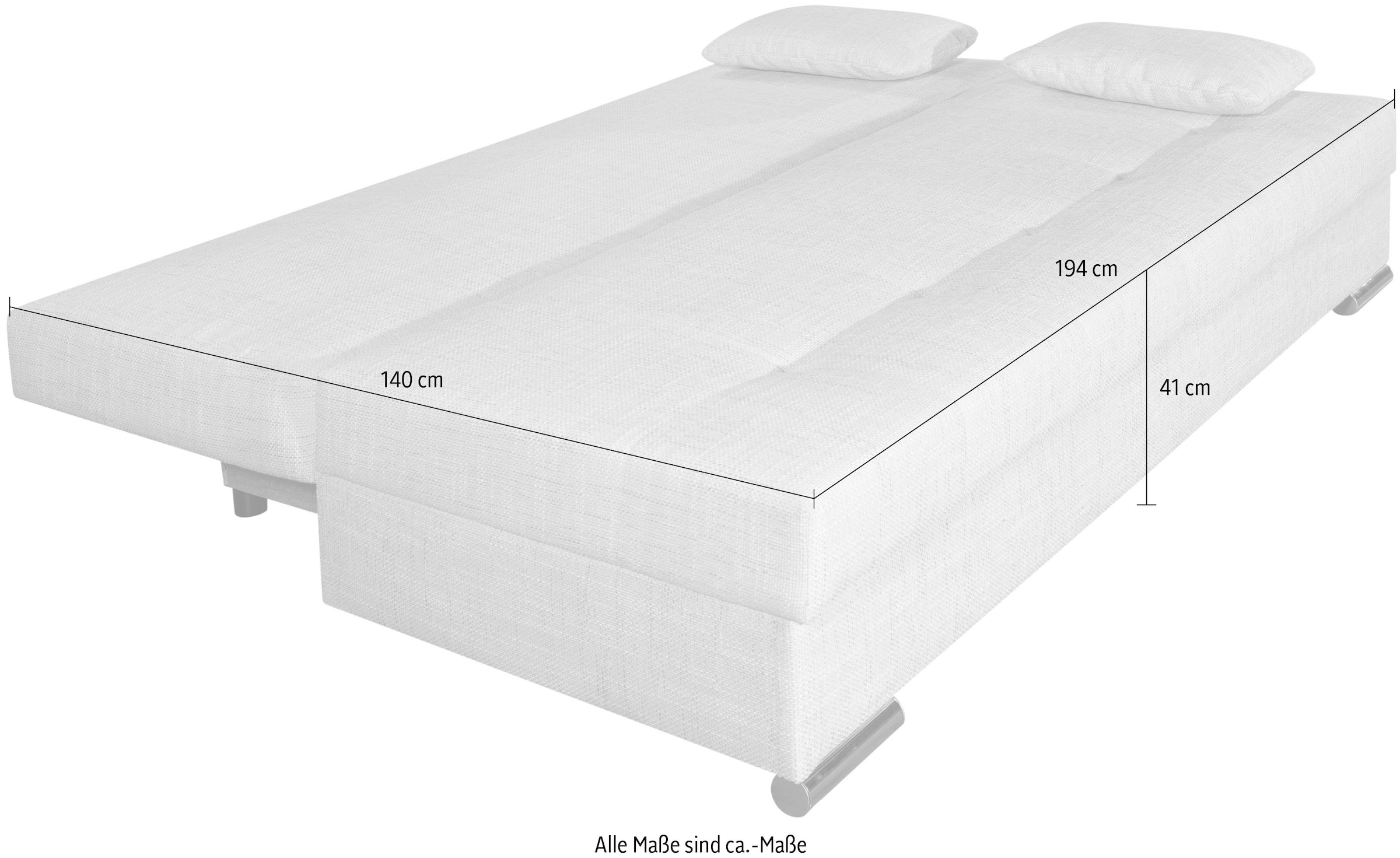 COLLECTION AB Canapé-lit »Tania, B: 194 cm, Liegefl. 140x194 cm, Federkern« Schlafsofa,Bettfunktion,Bettkasten,inklusive Rückenkissen,Federkern