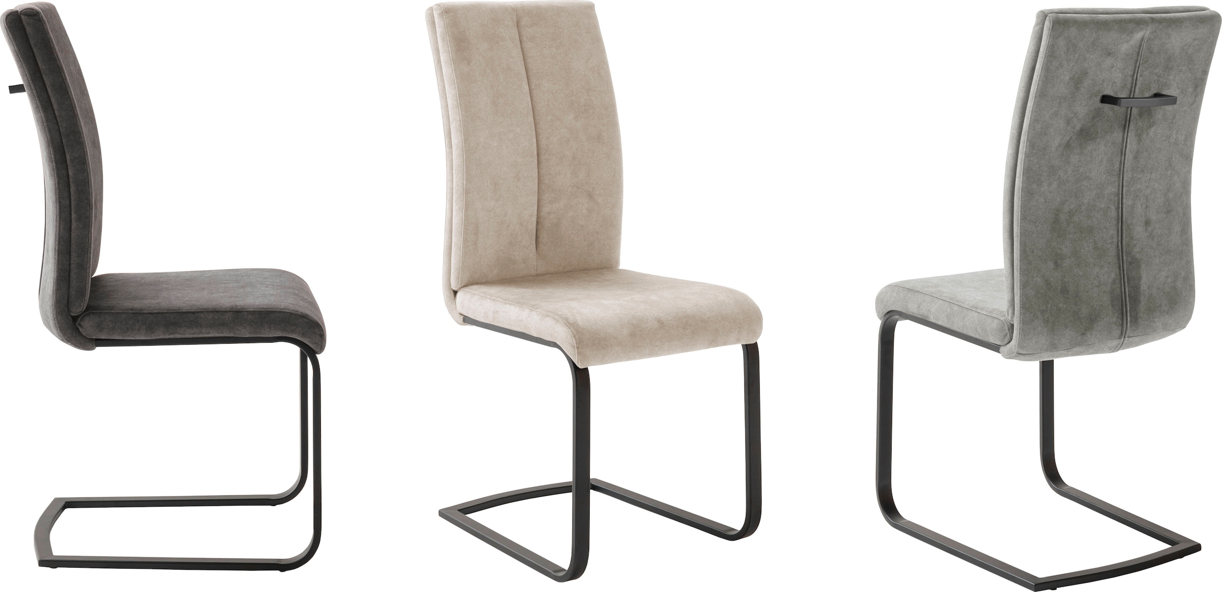 MCA furniture Freischwinger »Hudson Schwingstuhl 4er Set« (Set) 4 Stk.Flachrohr,Vintage-Veloursoptik,mit Griff,belastbar 140 kg