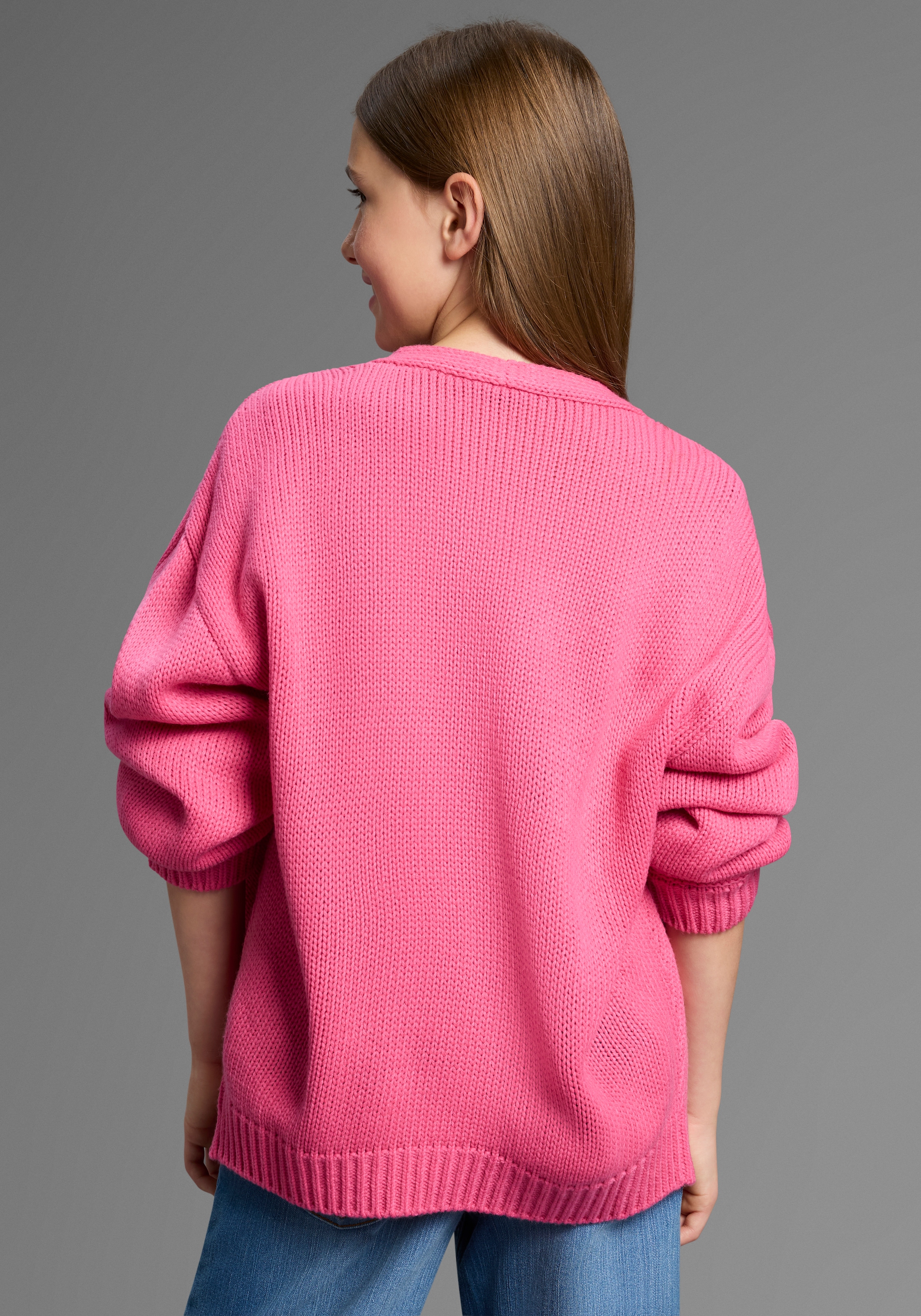 Bruno Banani Strickjacke »Cardigan, Strickjacke in offener weiter Form«, NEU: BRUNO BANANI für TEENS! Lockerer, weicher Strick
