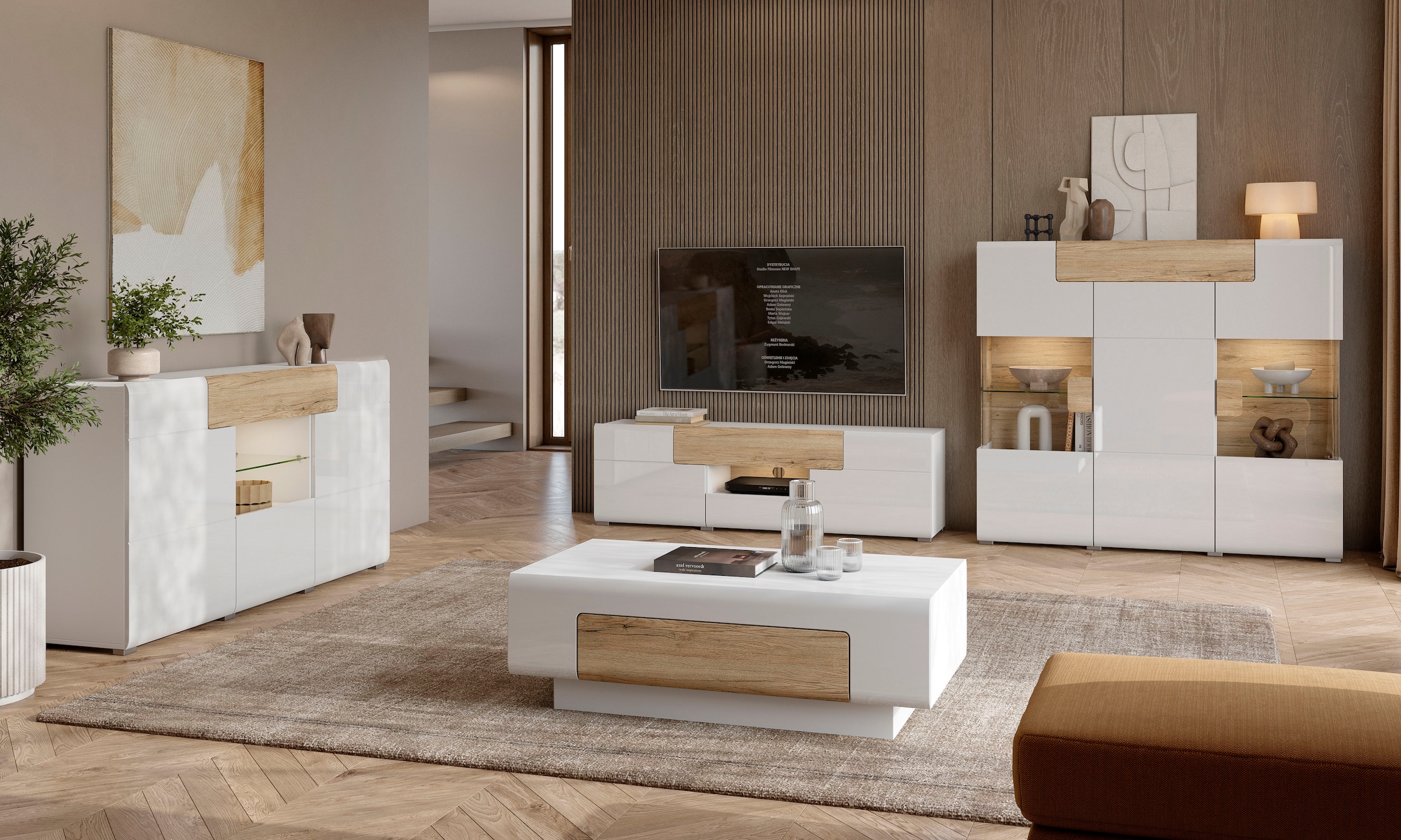 GOODproduct Lowboard »Toledo,Breite 159cm, trendige TV-Schrank mit dekorative Fräsungen« TV-Board ohne Beleuchtung, TV-Kommode mit viel Stauraum