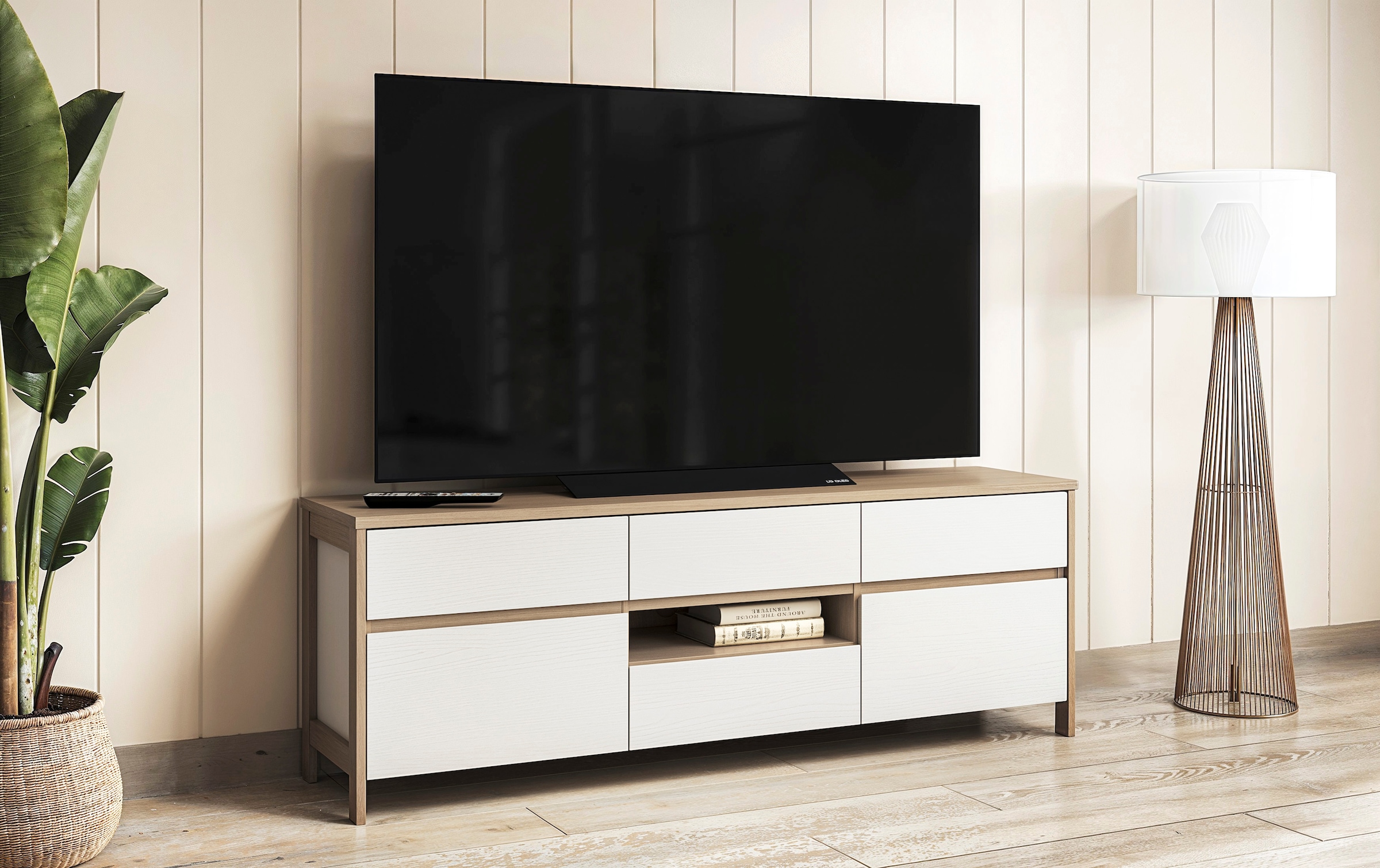 Home affaire TV-Schrank »Stranda, moderner TV-Unterschrank, Kommode im Scandi-Style, Lowboard« Rahmenoptik, ausreichend Stauraum, vielseitig einsetzbar, 164 cm breit