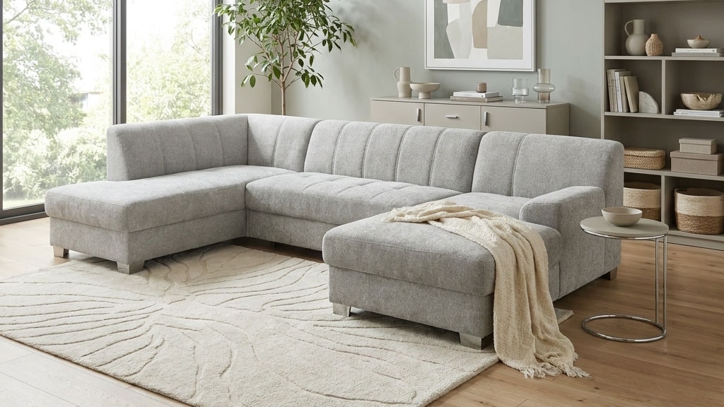 GOODproduct Paysage de salon »Lolland 296 x 195 cm, modern, mit Steppungen, mittelfester Sitz« Forme en U, avec revêtement Pet Friendly