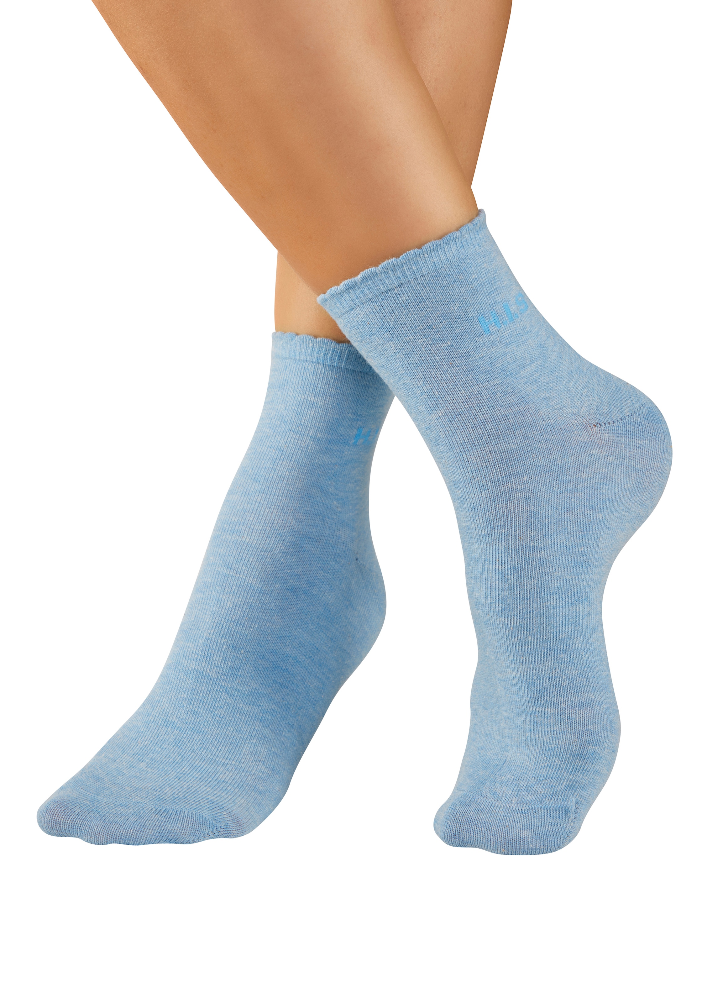 H.I.S Chaussettes courtes »Damen uni und meliert für die ganze Woche« Paquet, 7 Couple tlg. avec un bord-côte ondulé