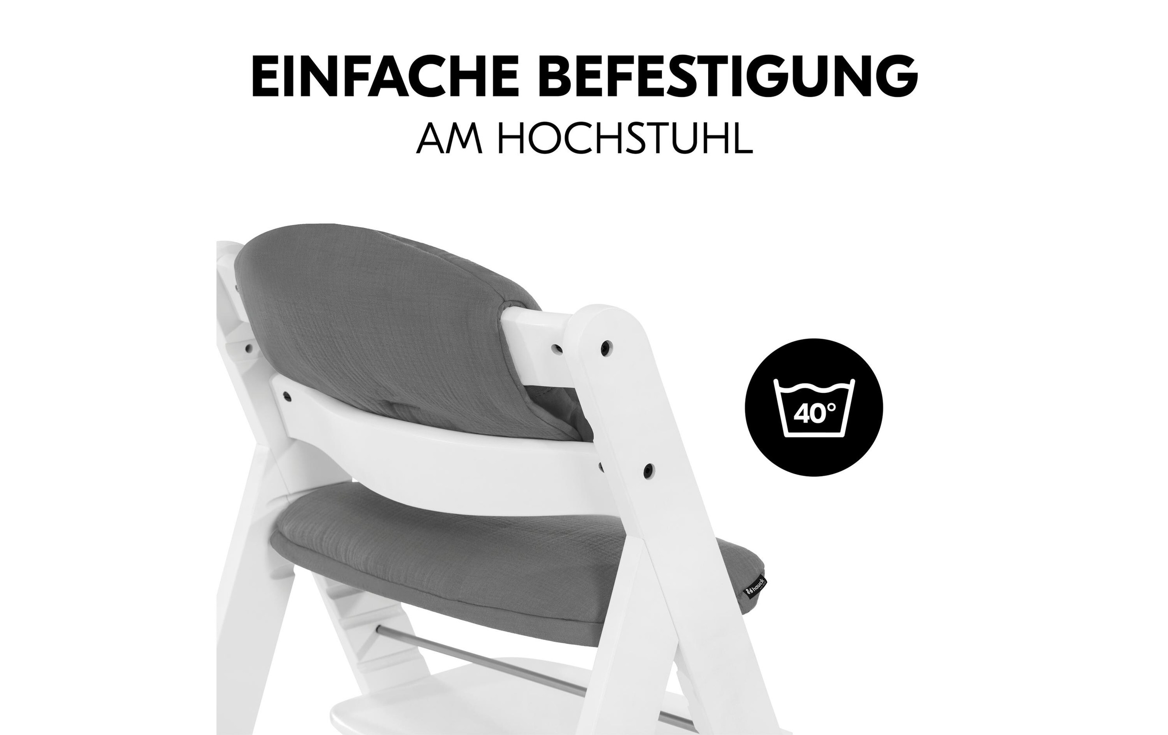 Hauck Housse de siège pour enfant »Highchair Pad Select Muslin, dark Grey« pour les chaises hautes en bois hauck Alpha+, Beta+ et Arketa