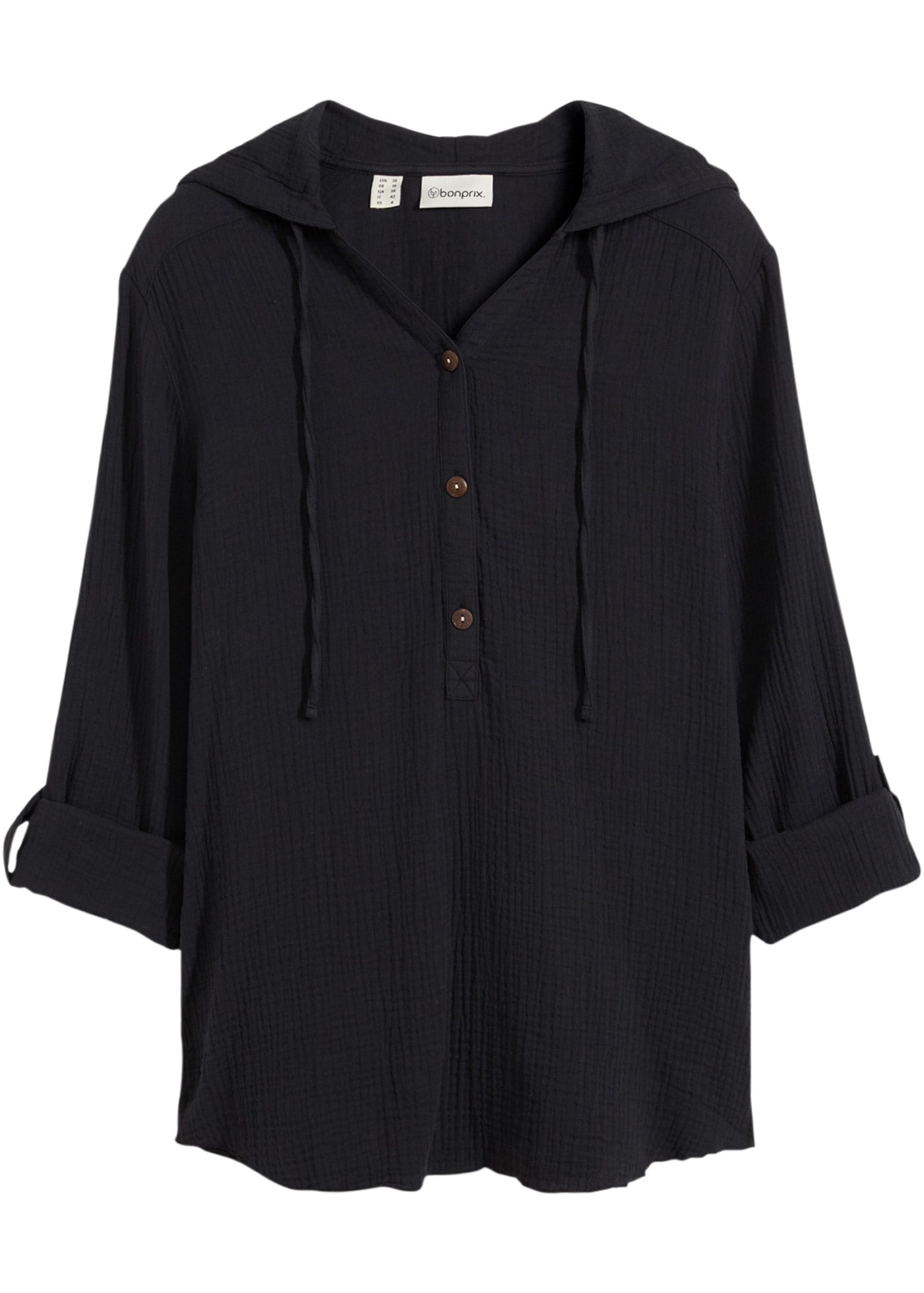 bonprix Blouse à enfiler 1 coupe loose, pour printemps et été, en coton, tunique en mousseline