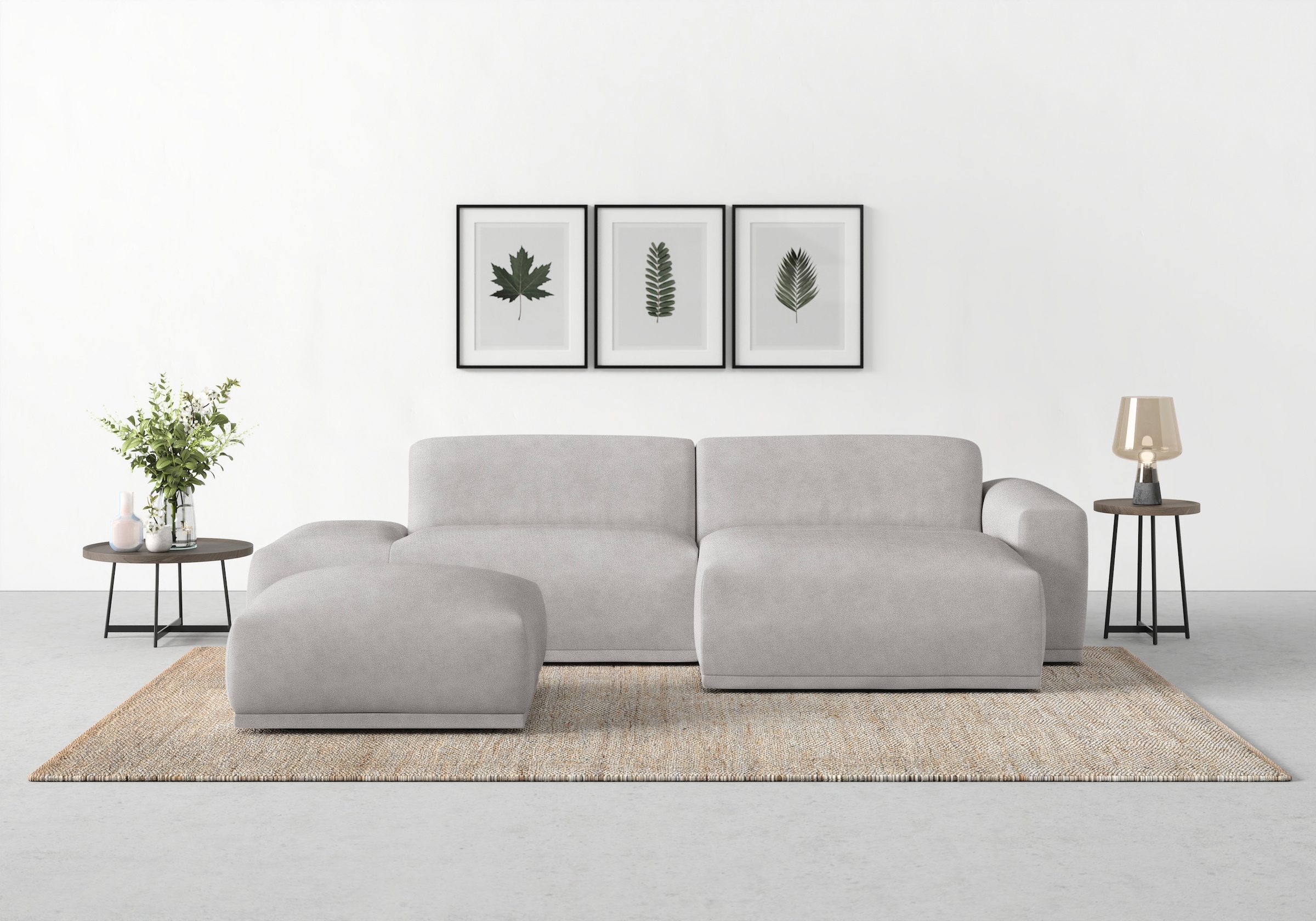 TRENDMANUFAKTUR Tabouret »Braga 85 x 85 cm, Japandi-Stil, hochwertiger Kaltschaum« 1 cuis tlg. pouf rembourré moderne, 85/42/85 cm (L/H/P)