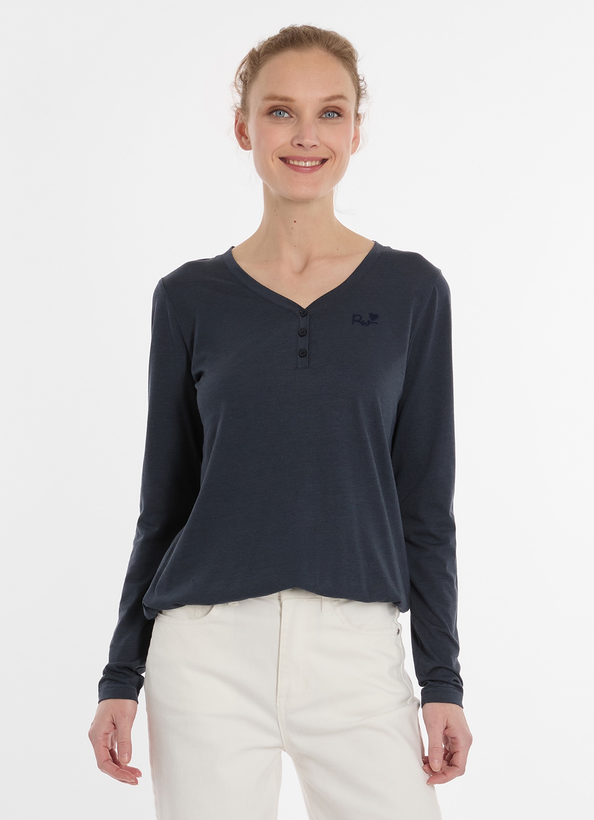 Ragwear T-shirt à manches longues »PINKKI« mit kurzer Knopfleiste