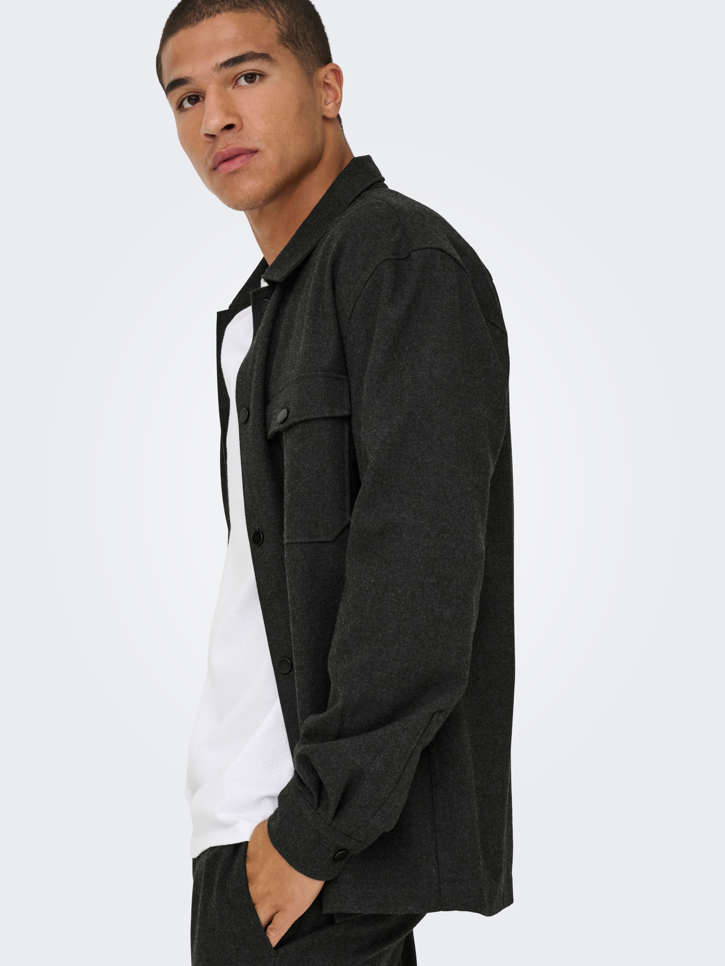 ONLY & SONS Langarmhemd »ONSMARK BRUSHED 0353 OVERSHIRT« Materialmix, regular fit