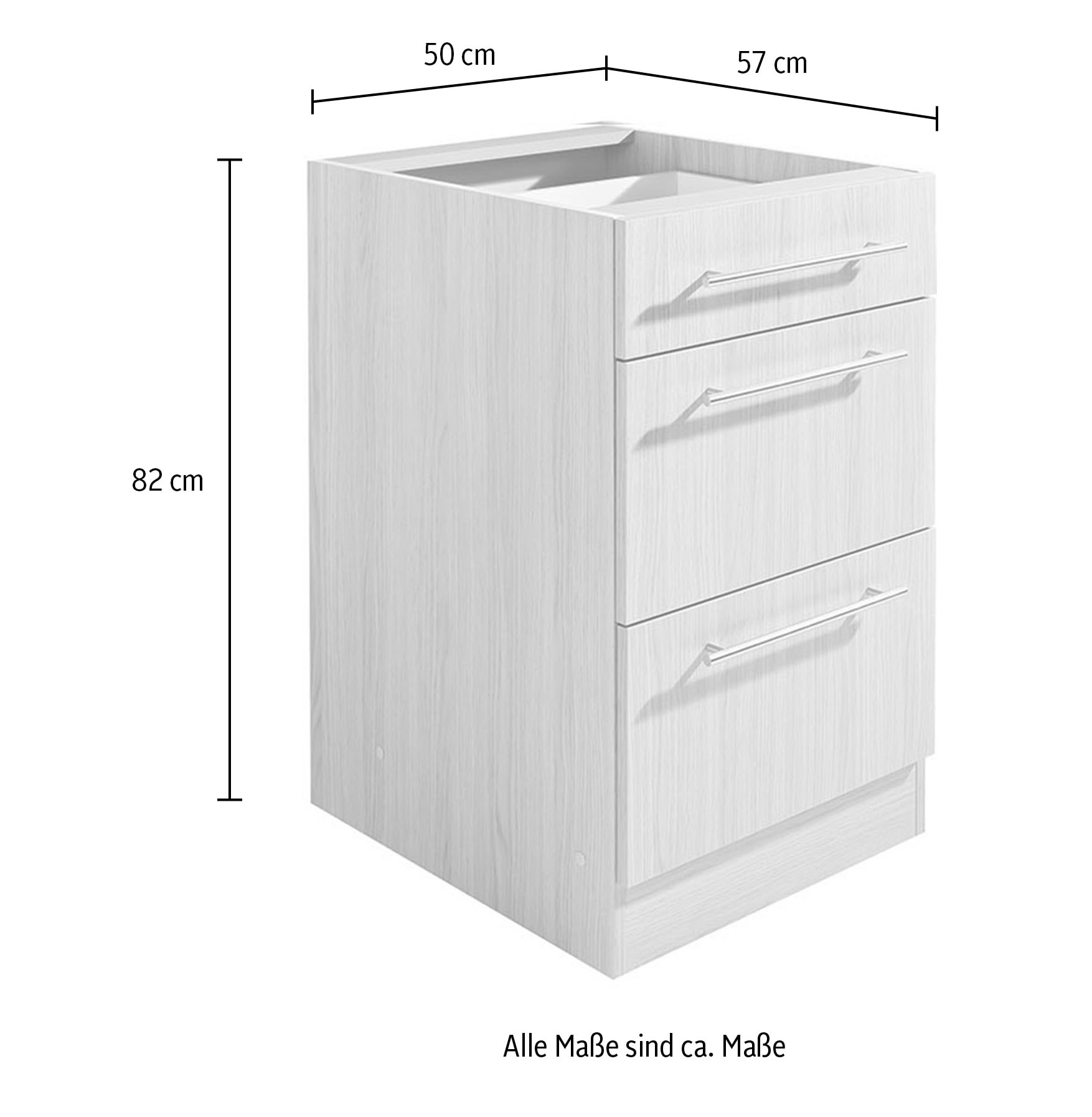 wiho Küchen Armoire basse »Filo« 50 cm breit, mit 2 grossen Auszügen ohne Arbeitsplatte