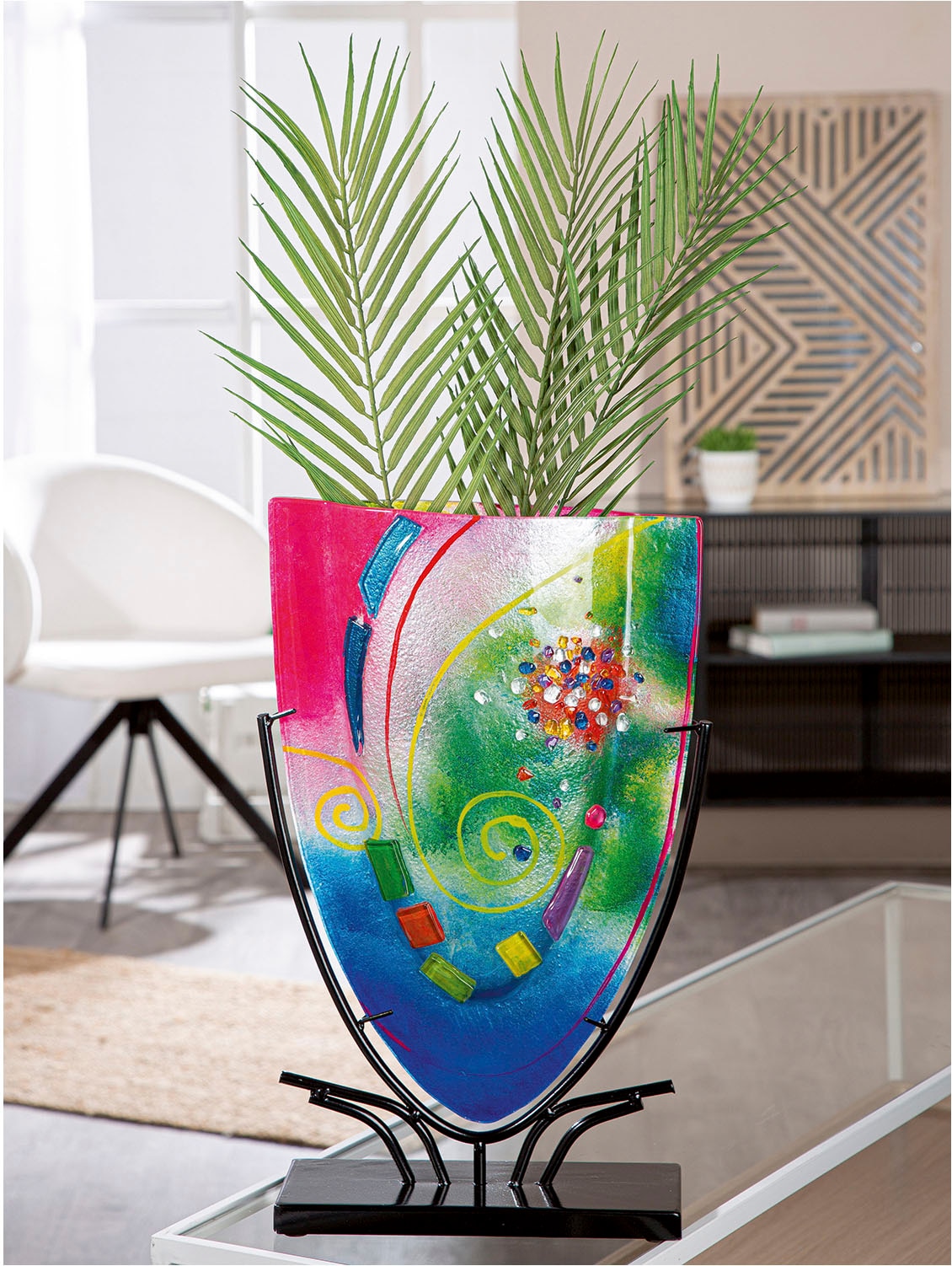 Casablanca by Gilde Vase de table »Vase oval Cool blau; pink H. 49 cm«