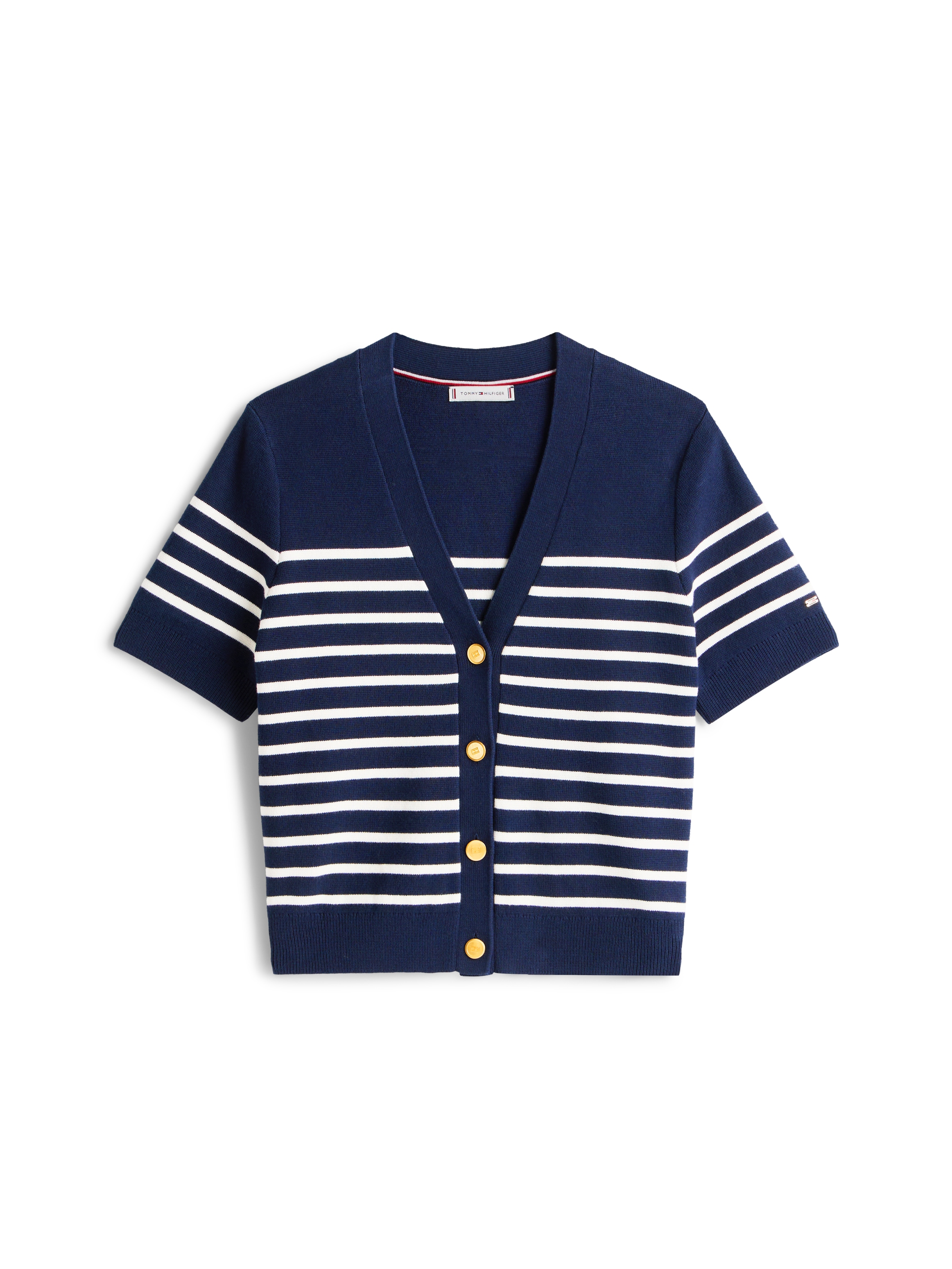 Tommy Hilfiger Veste en tricot »CO JERSEY MID GG GOLD BTN CARDI« mit goldfarbenen Knöpfen