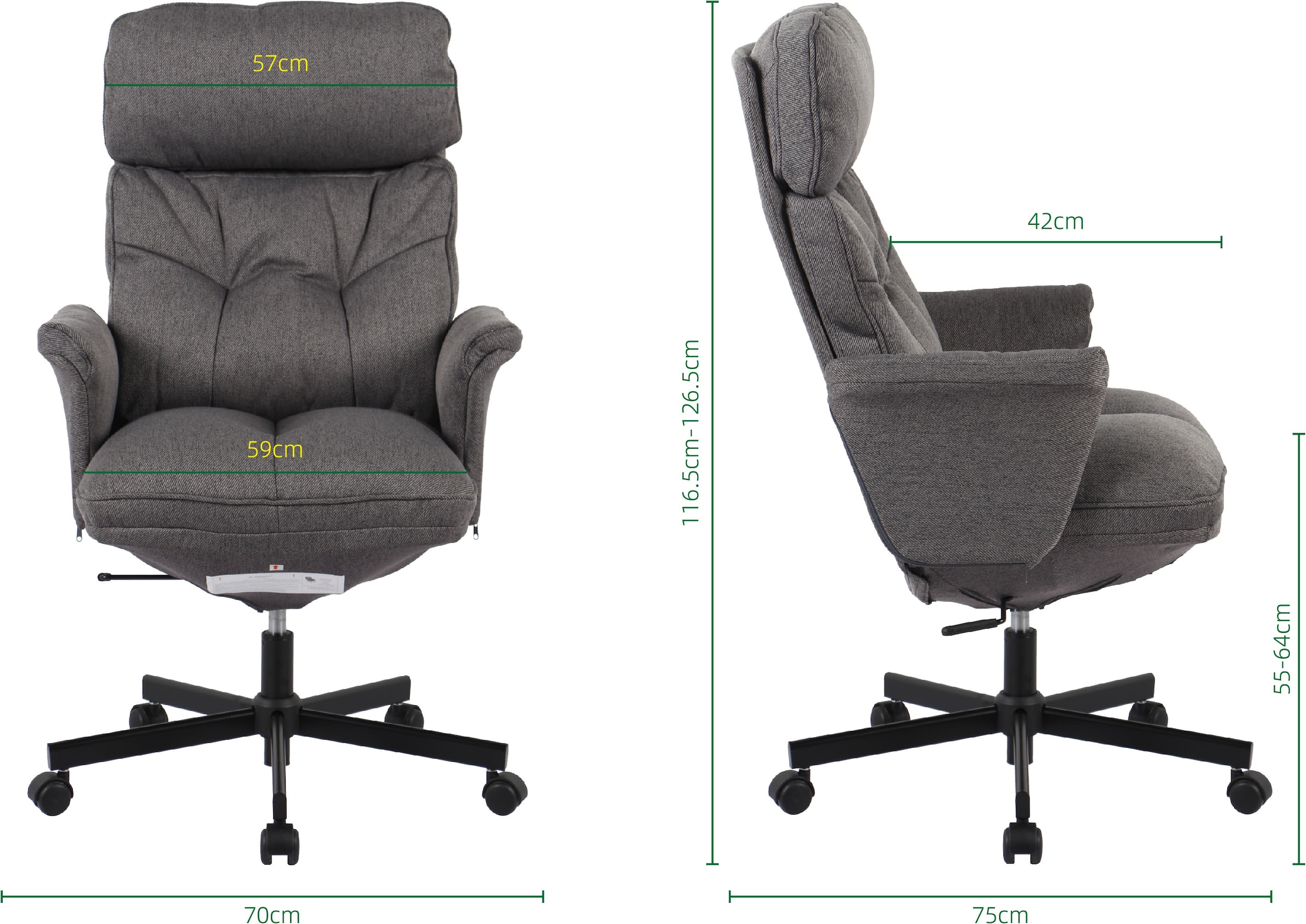 GOODproduct Fauteuil de direction »Emmelie« () rembourrage confortable, accoudoirs de forme ergonomique