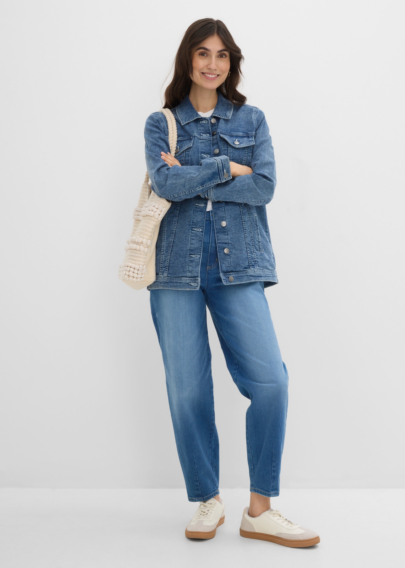 bonprix Veste en jean Coupe loose fit, forme boyfriend ample, avec une part d'élasthanne