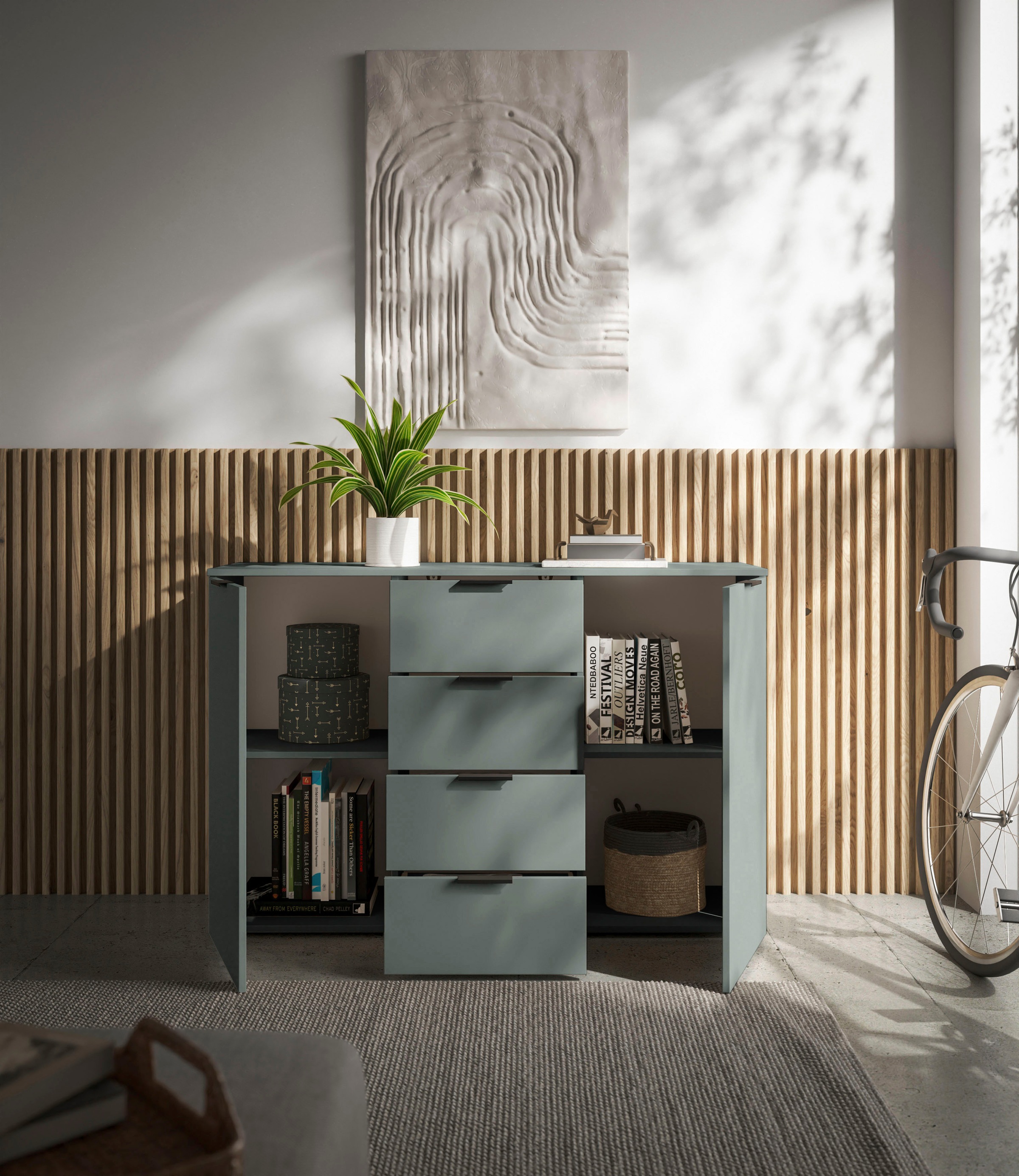 HBZ Sideboard »Linz Kommode, BxHxT 135x90x40cm« 1 Stk. tlg. Breite 135cm,Lip-Griff, Melaminbeschichtung