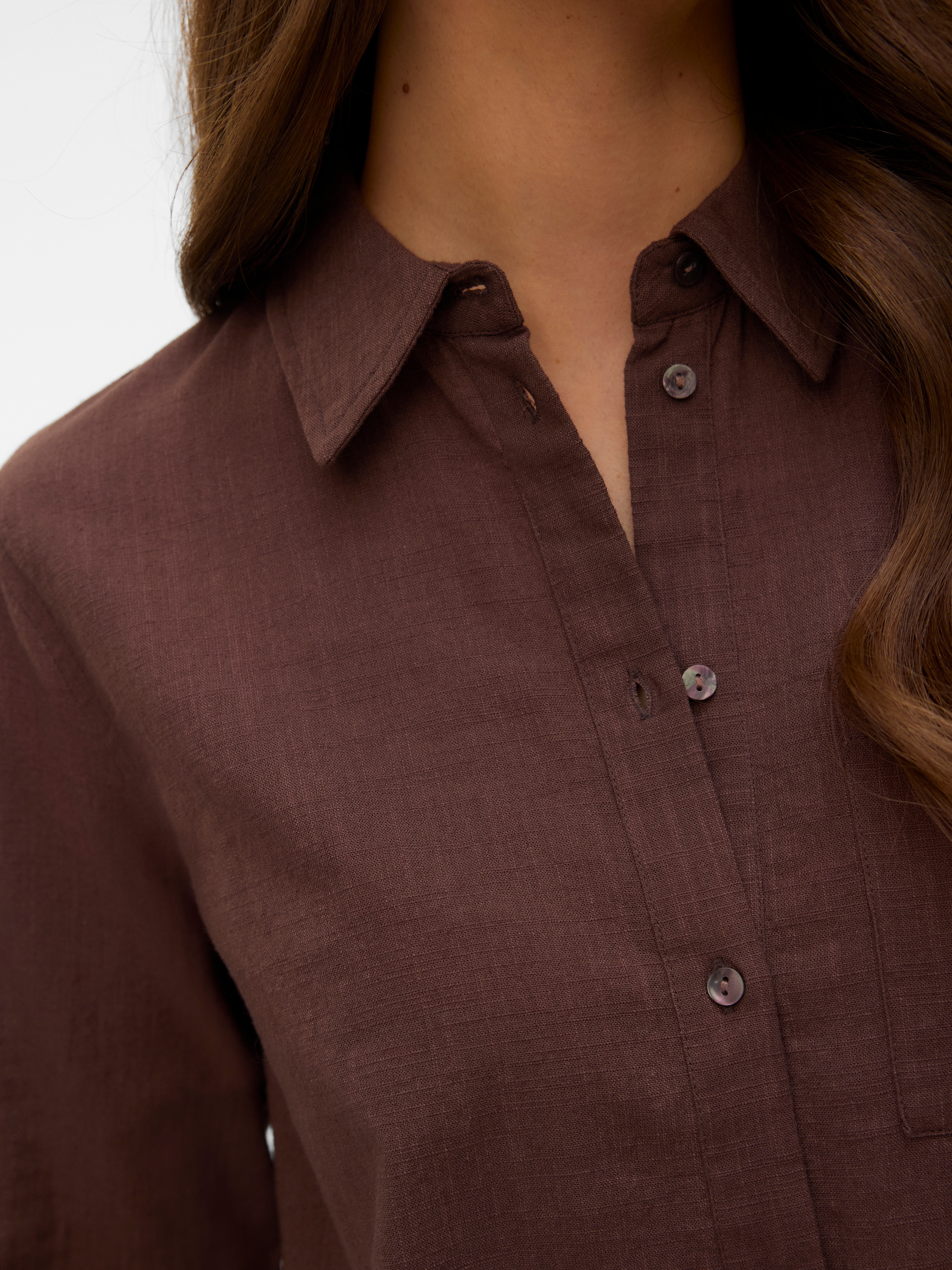 Vero Moda Blouse à manches longues »VMCAIA LS SHIRT WVN NOOS« Mélange coton, coupe régulière, avec lin