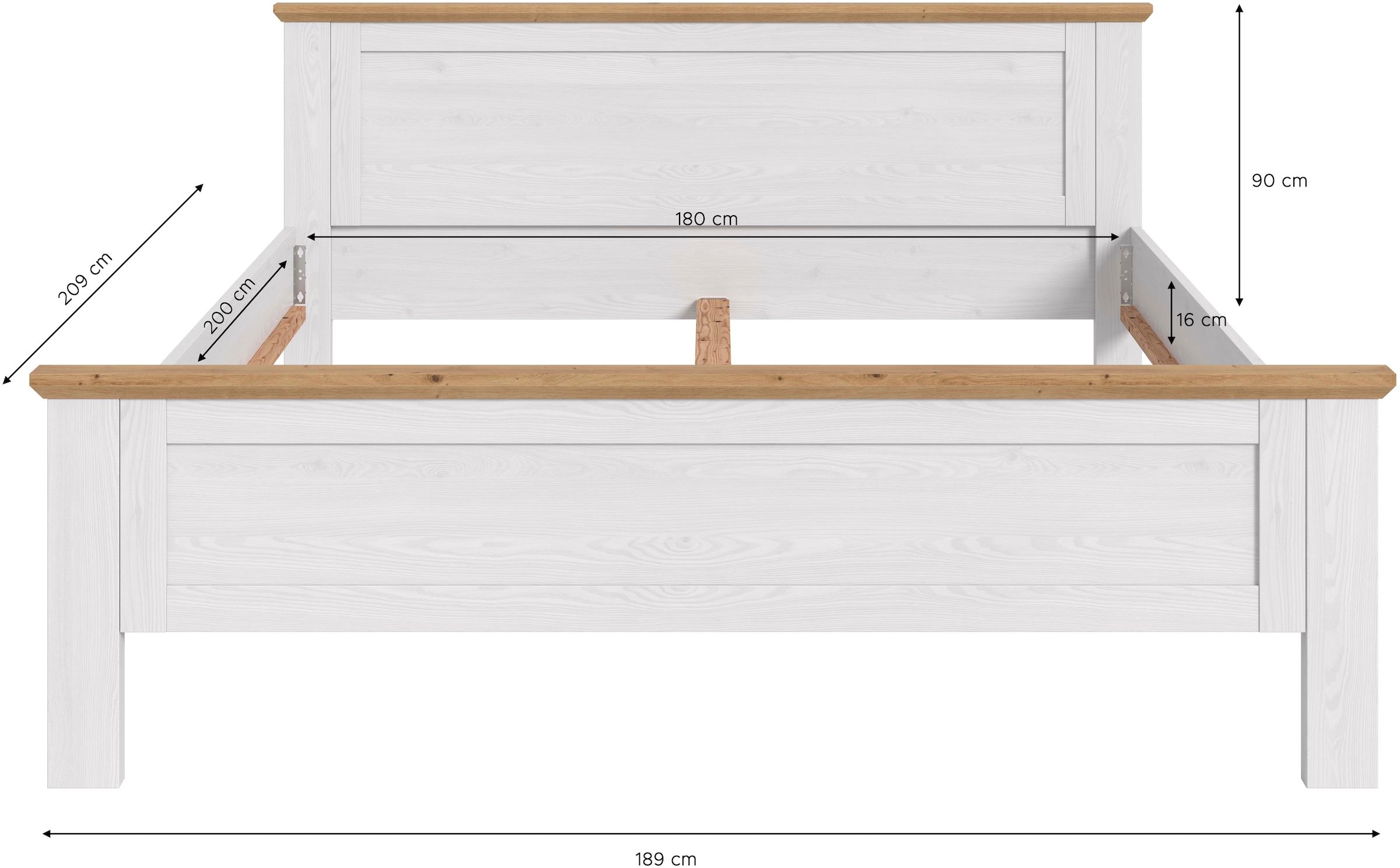 Home affaire Sommier »COSENZA, TOPSELLER!, Breite 189cm, im Landhausstil« für Matratzen 180x200 cm, ohne Lattenrost,  Bett, Kastenbett, Schlafzimmer, Schlafen