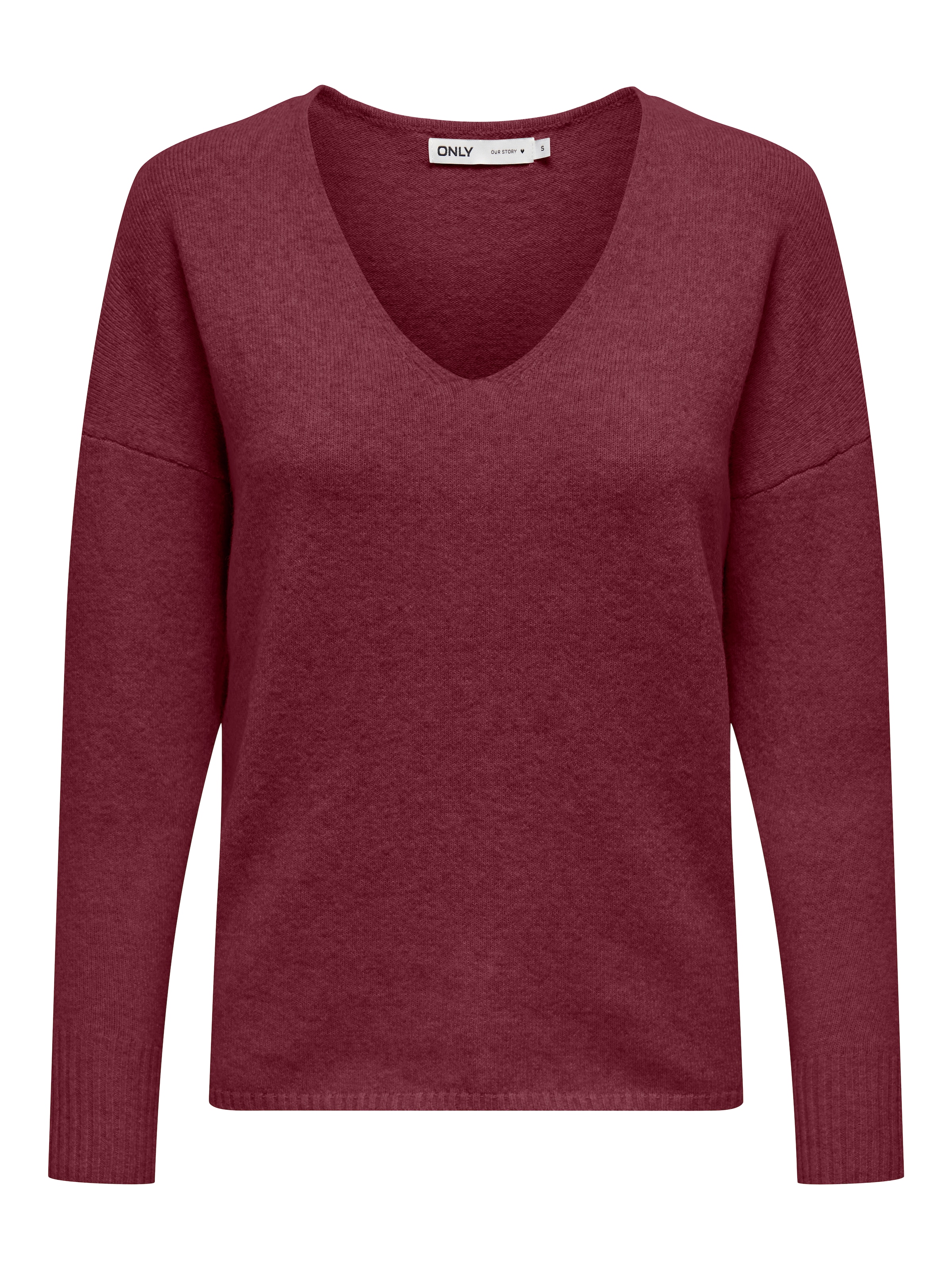 ONLY »ONLRICA LIFE L/S V-NECK PULLO KNT NOOS« Materialmix, regular fit