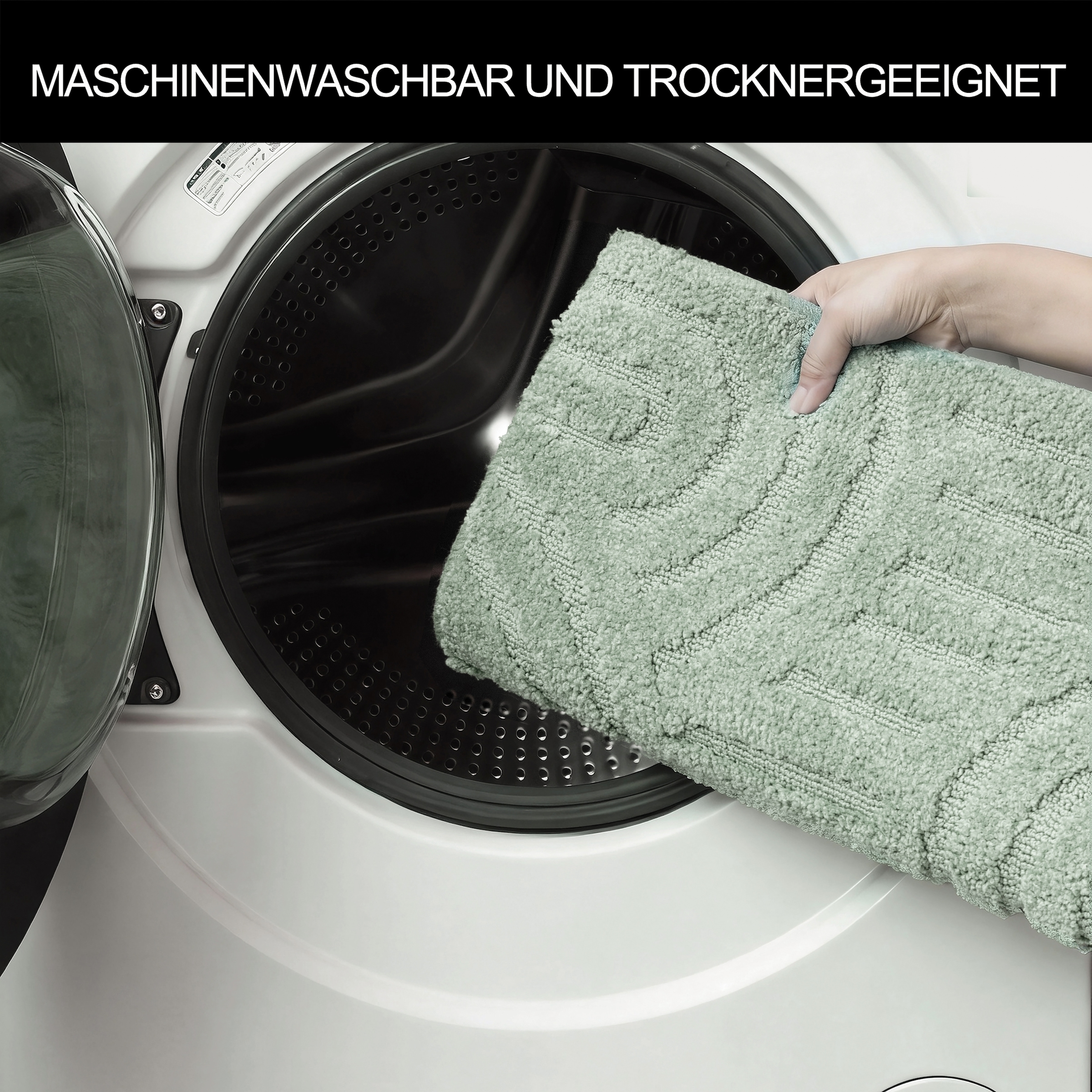 GOODproduct Tapis de bain »Regona Scandi, Badvorleger, Badezimmer Teppich, Duschvorleger« Höhe 10 mm revêtement antidérapant Résistant Tapis de bain, couleurs unies, effet relief, motif moderne, Zen