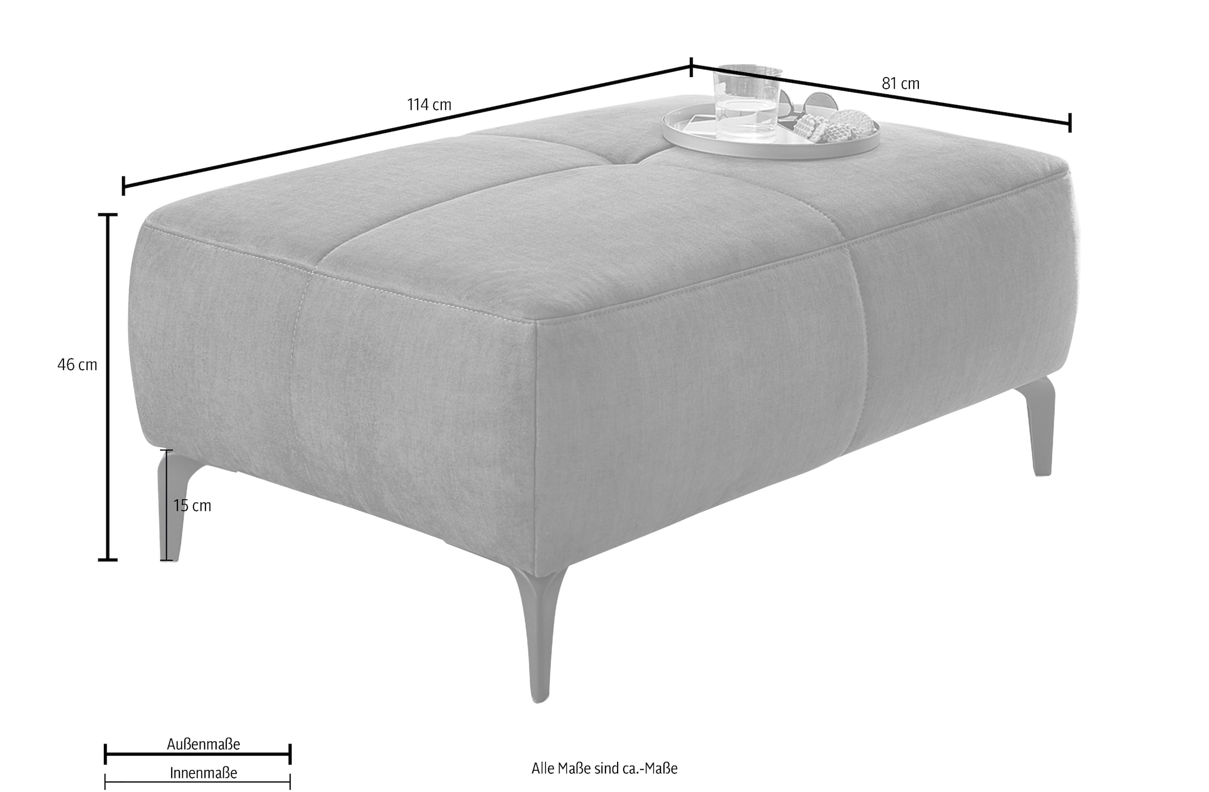Jockenhöfer Gruppe Hocker »Salo, B: 114 cm« im Retrolook mit Wellenunterfederung und frei im Raum stellbar
