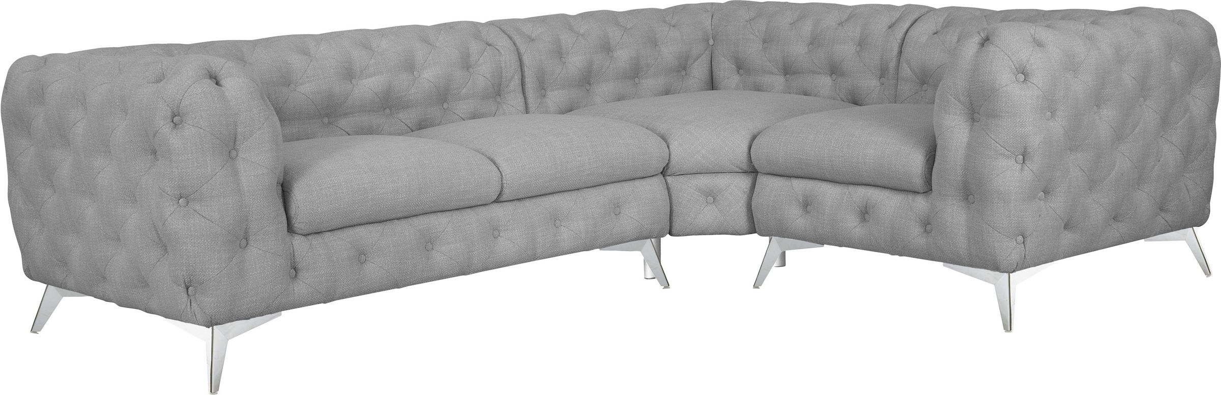 Home affaire Canapé Chesterfield »Ecksofa GLYNIS L-Form mit Wellenunterfederung, Masse B/T/H 264/204/75cm« aufwändige Knopfheftung, moderne Chesterfield Optik, Fussfarbe wählbar