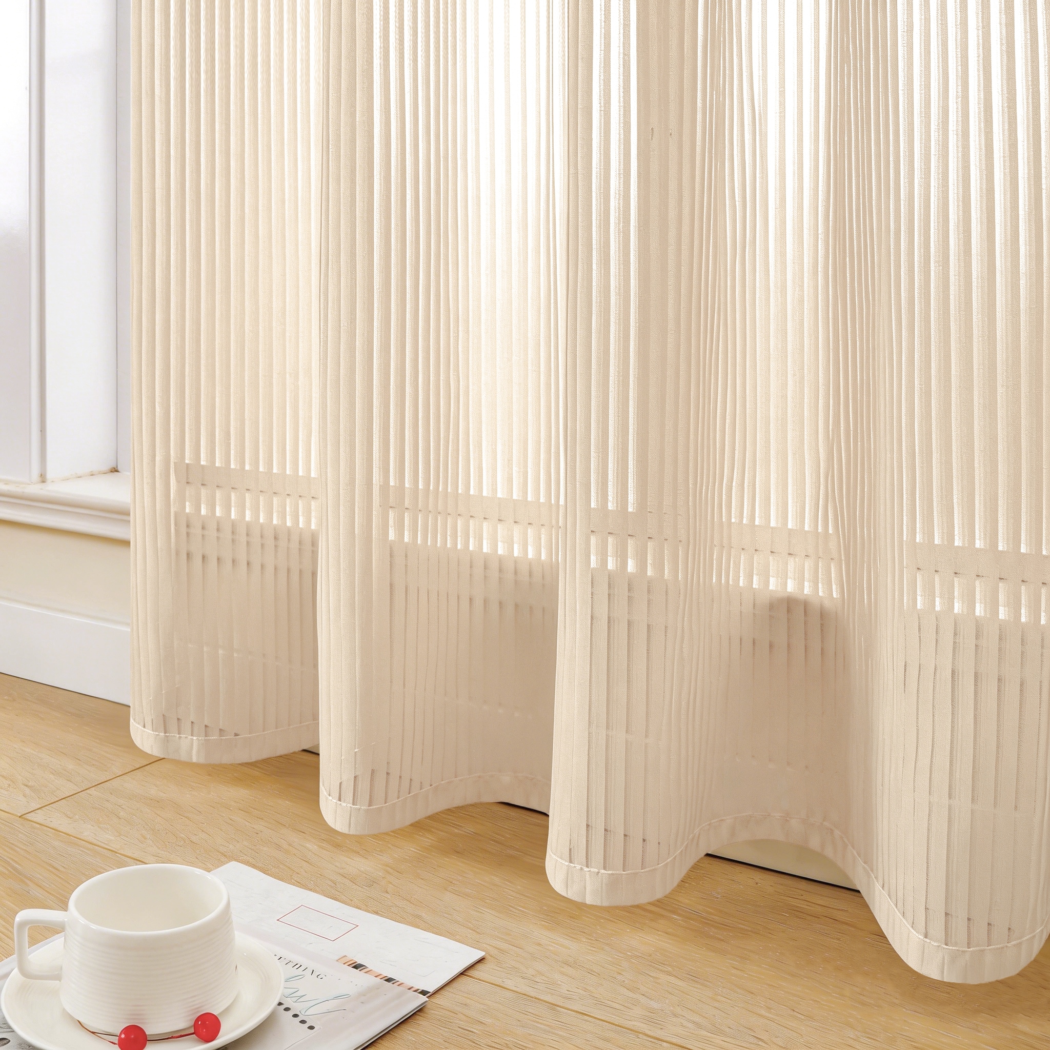 GOODproduct Gardine »Fritty« Ösen 2 Stk. tlg. Ösen,  transparent, Pflegeleicht, elegante Längststreifen