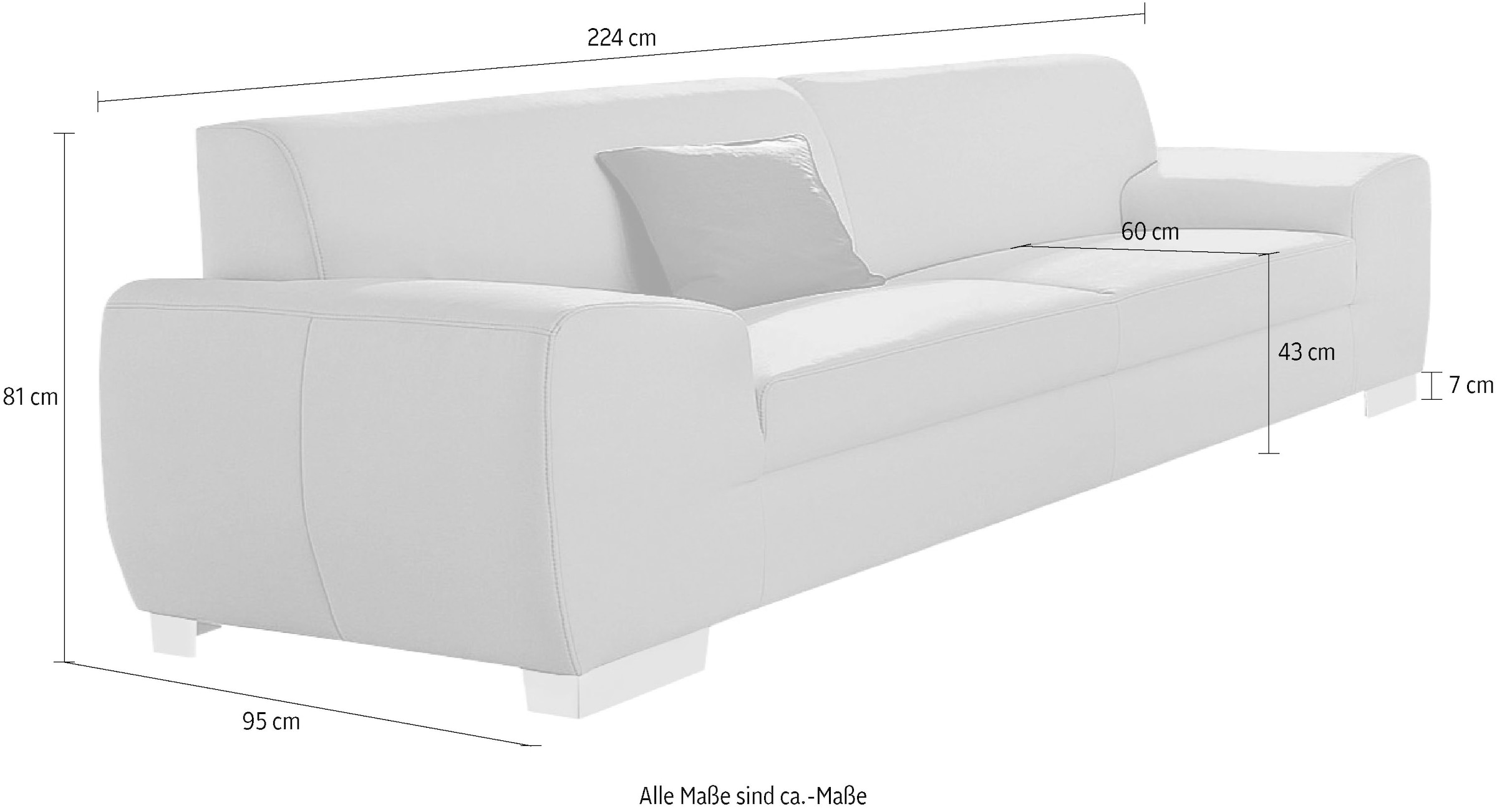 DOMO collection 2,5-places »Ricardo kubisch, modern und elegant, Breite 224cm« librement positionnable dans la pièce