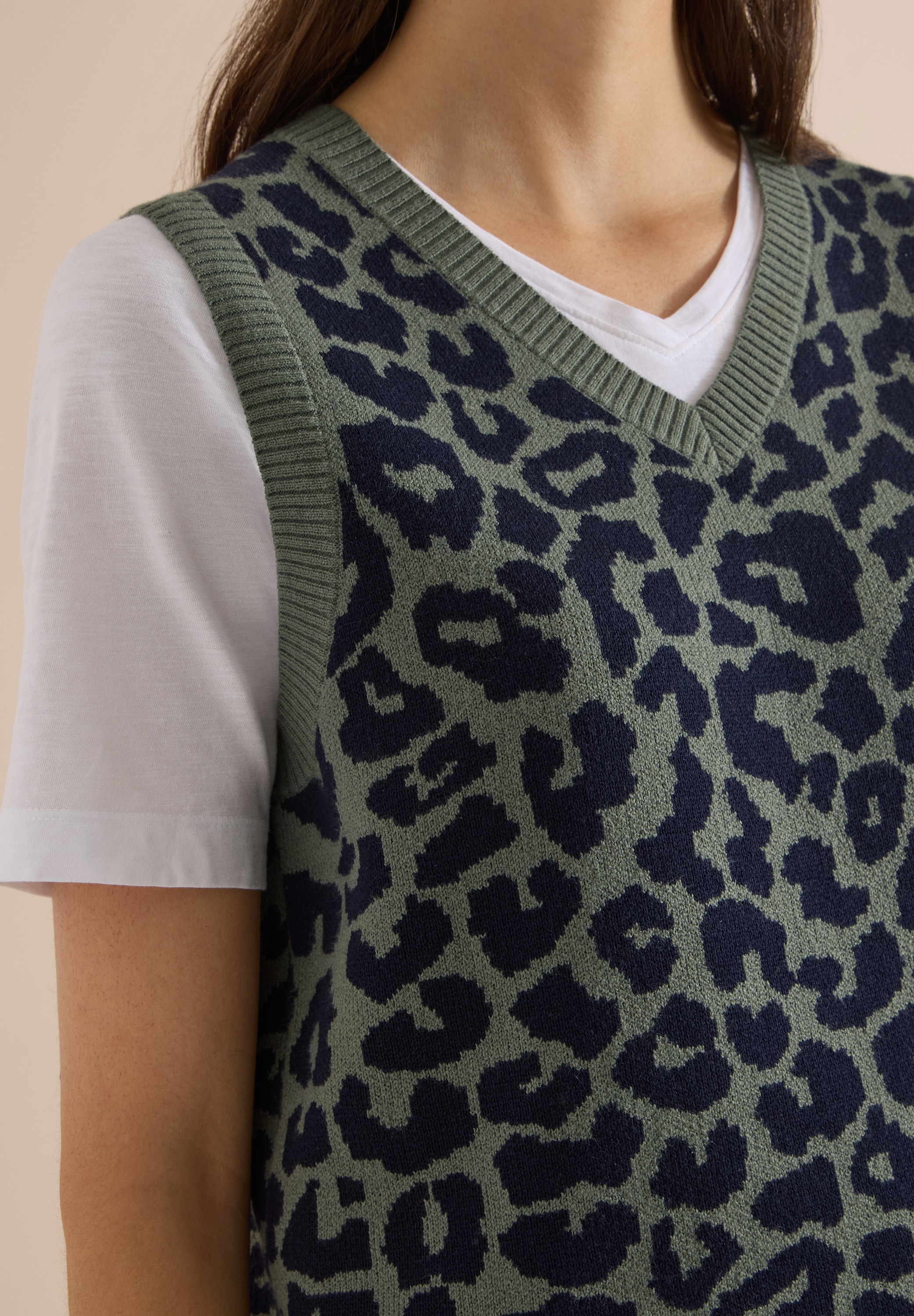 Cecil Pull-over gilet d'été avec col en V et motif léopard