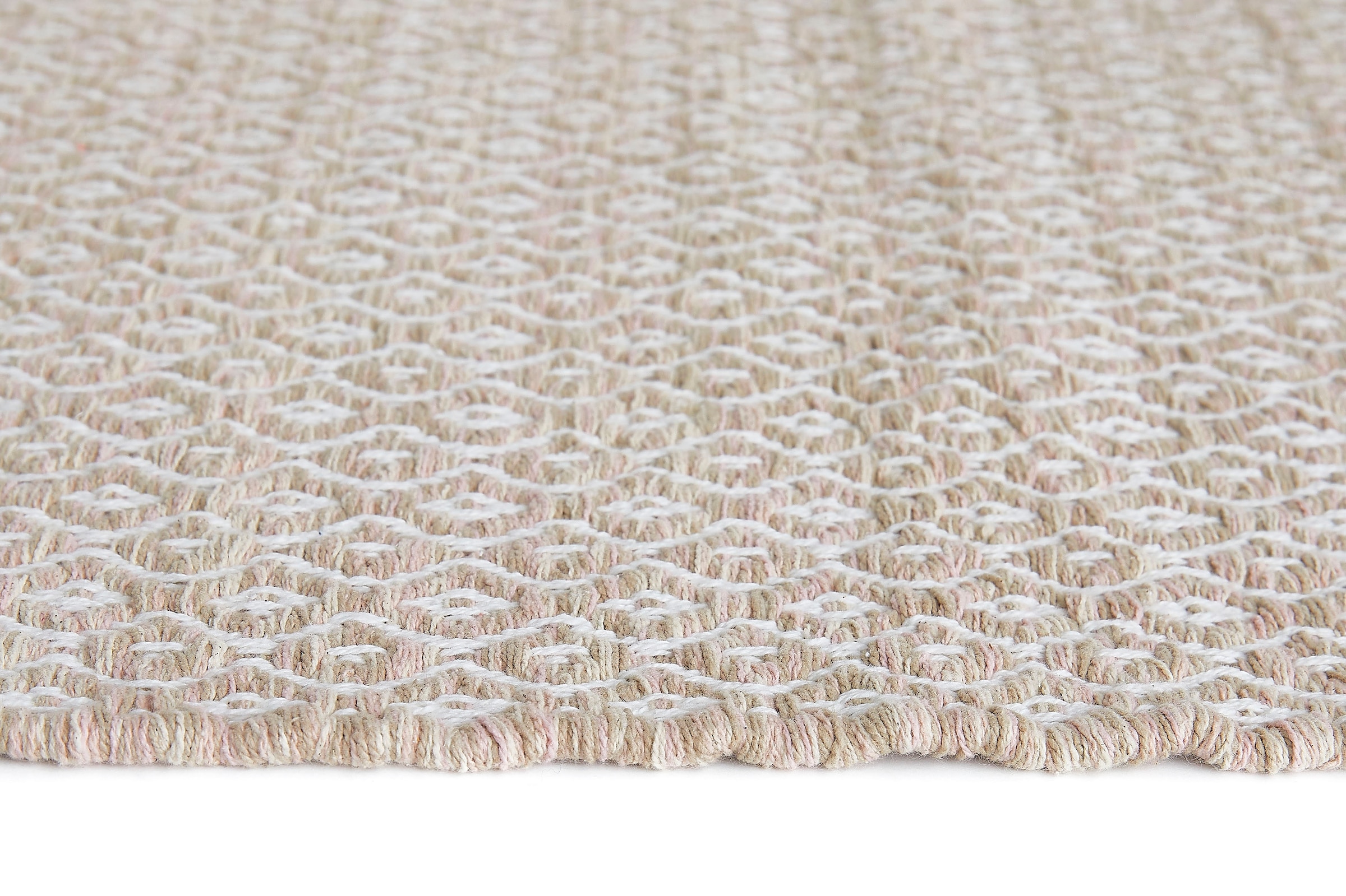 my home Tapis »Nivala« Rectangulaire 10 mm Höhe Flachgewebe, Rauten Motiv, reine Baumwolle, Mit Fransen