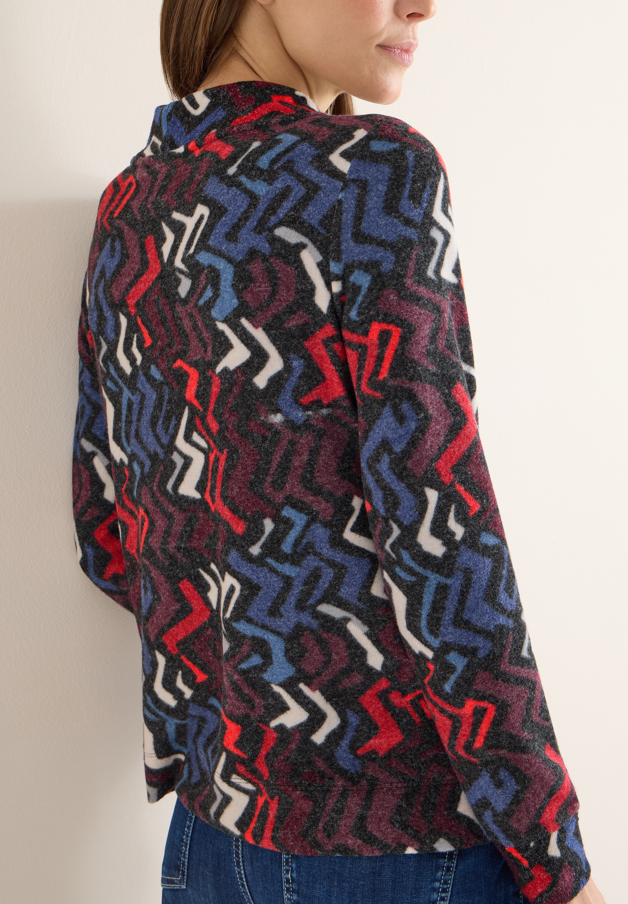 Cecil Stehkragenpullover mit Grafikmuster