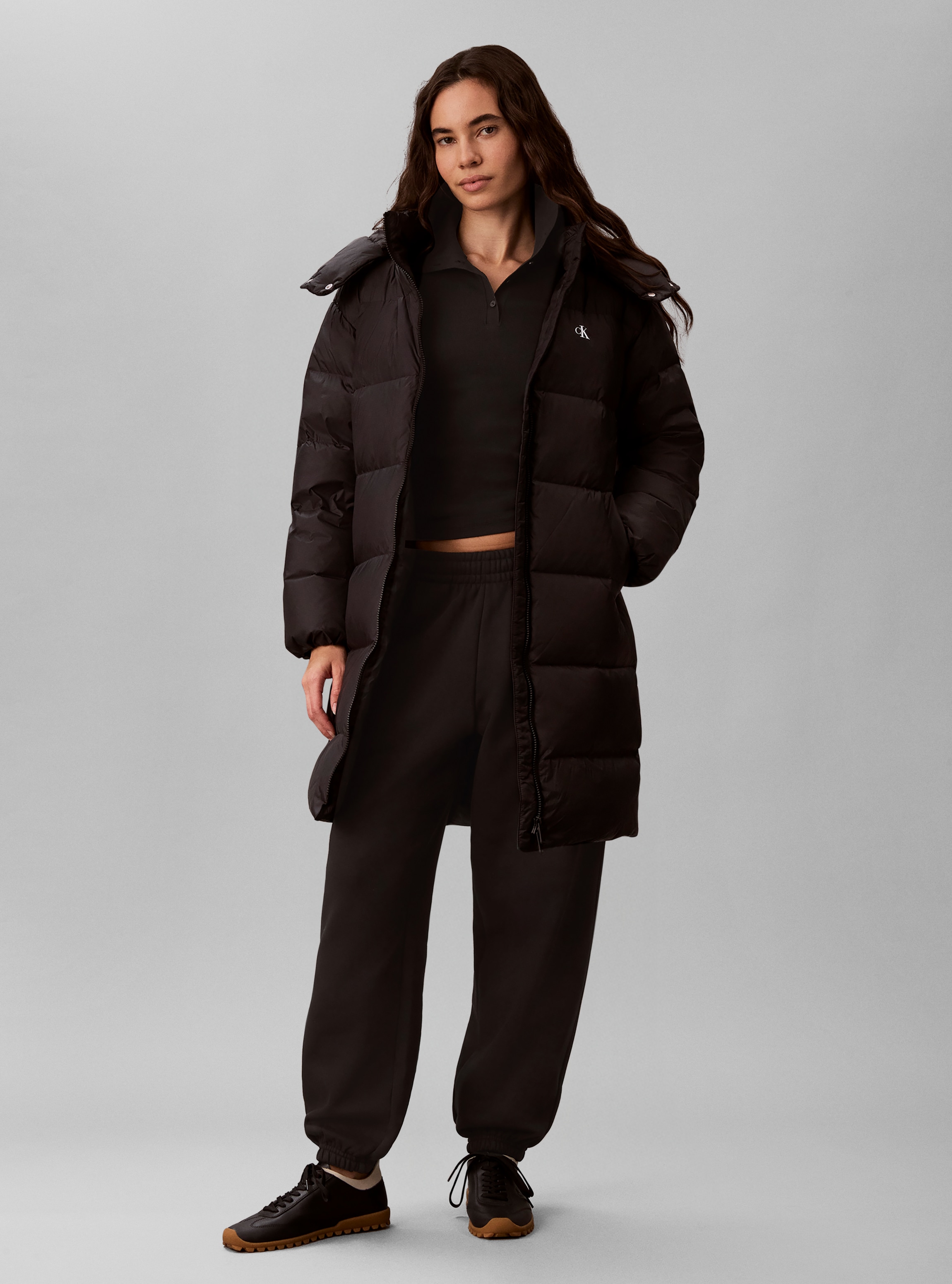 Calvin Klein Jeans Manteau matelassé »ESSENTIAL LONG DOWN PUFFER« coupe régulière avec capuche