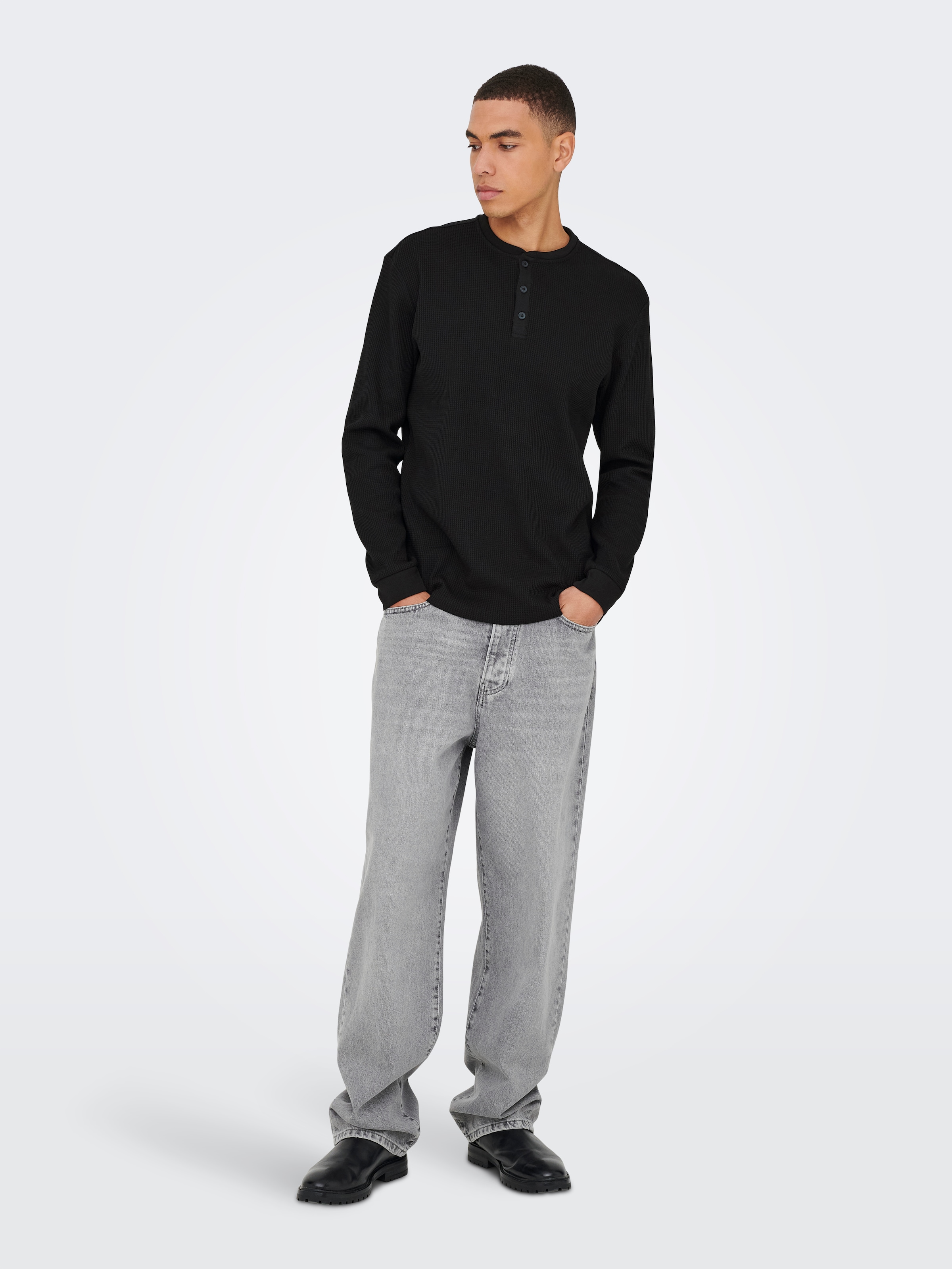 ONLY & SONS T-shirt à manches longues »ONSTOBIE REG LS HENLEY TEE NOOS« Baumwollmischung, regular fit