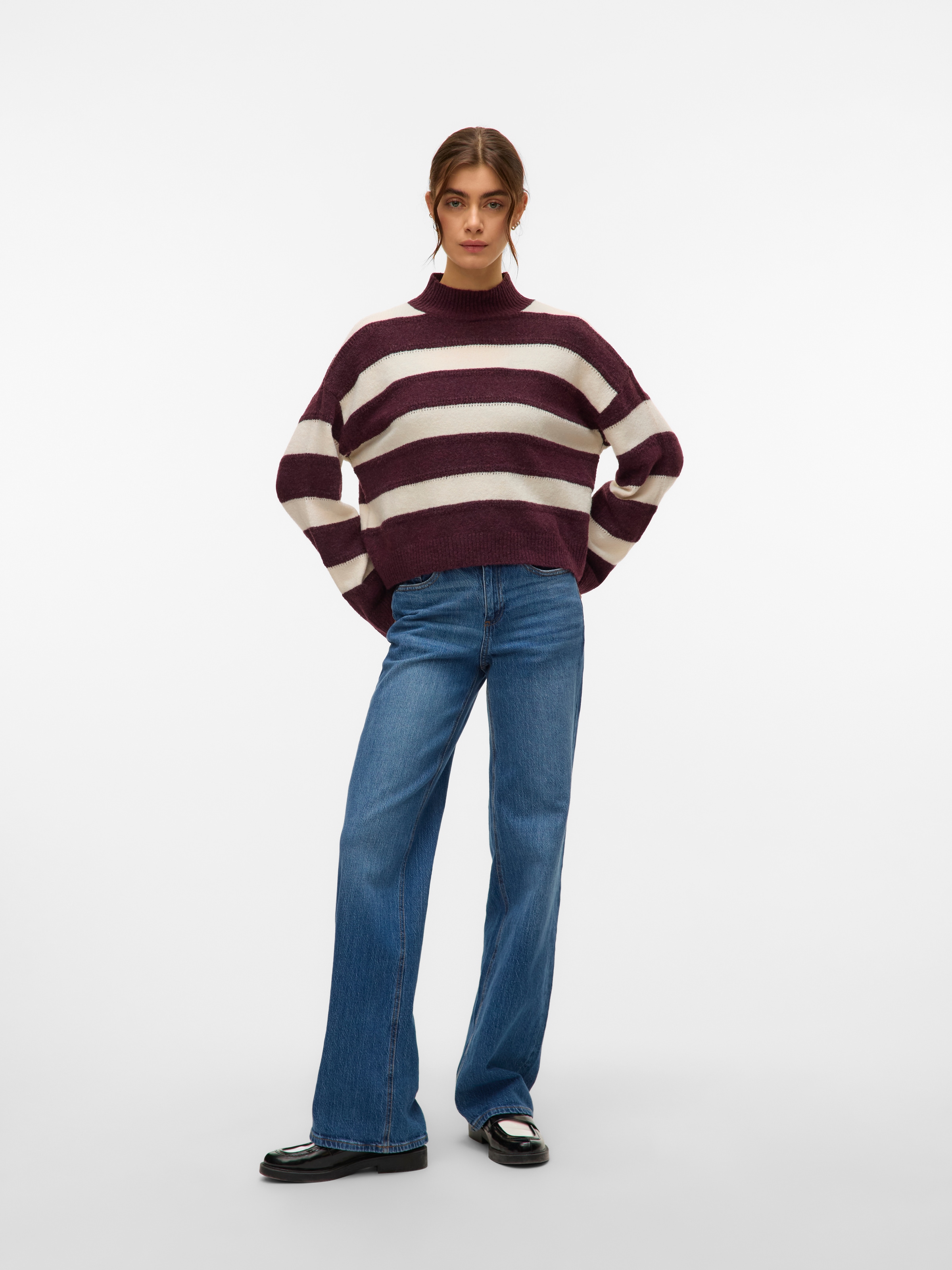 Vero Moda Strickpullover »VMINEZ LS HIGHNECK SHORT PULLOVER BOO«