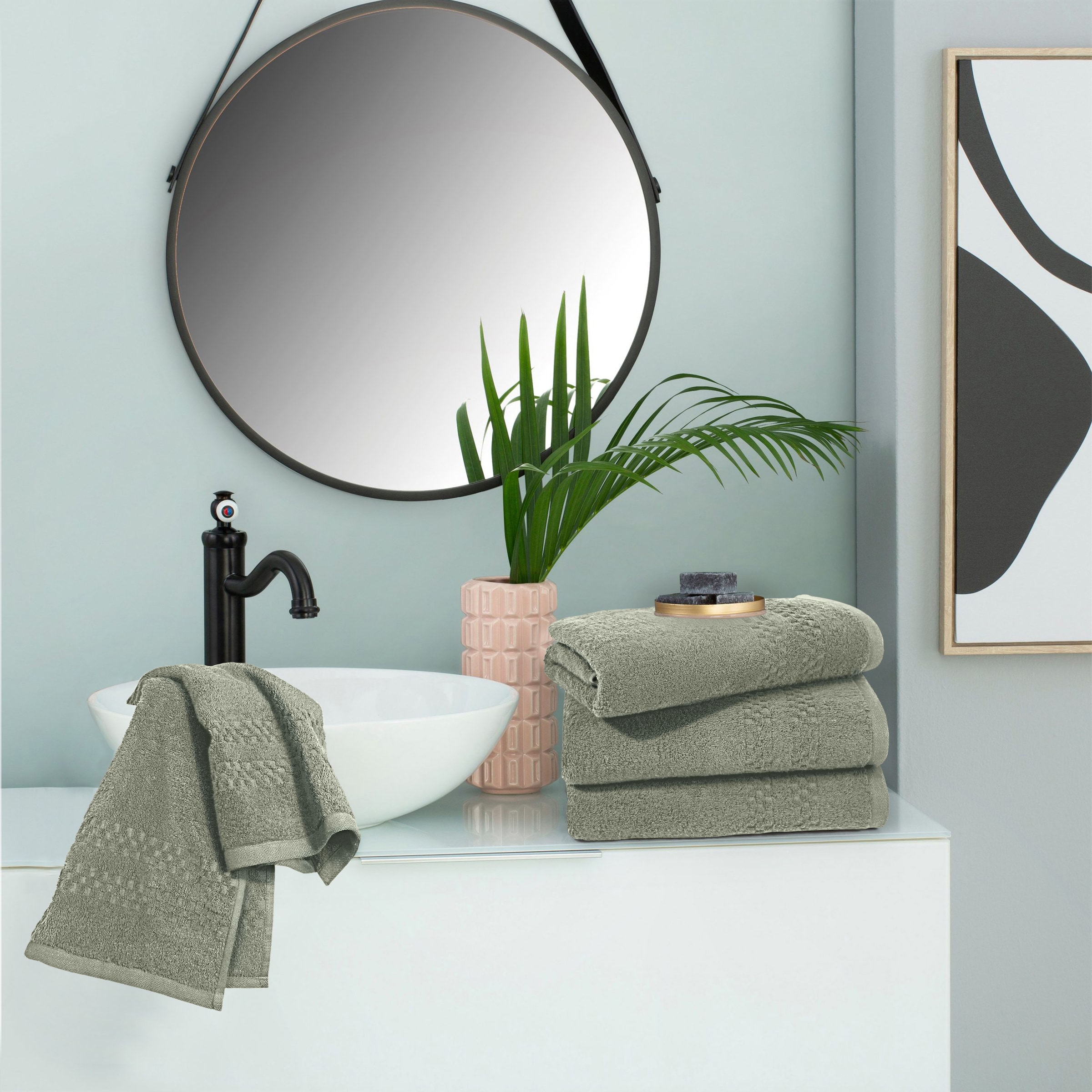 GOODproduct Serviette de bain »Regona, Handtücher 50x100cm, als Uni-Set und mit Karomuster, 500gr/m²« Serviettes premium avec bordure, set, 100% coton, garantie 5 ans