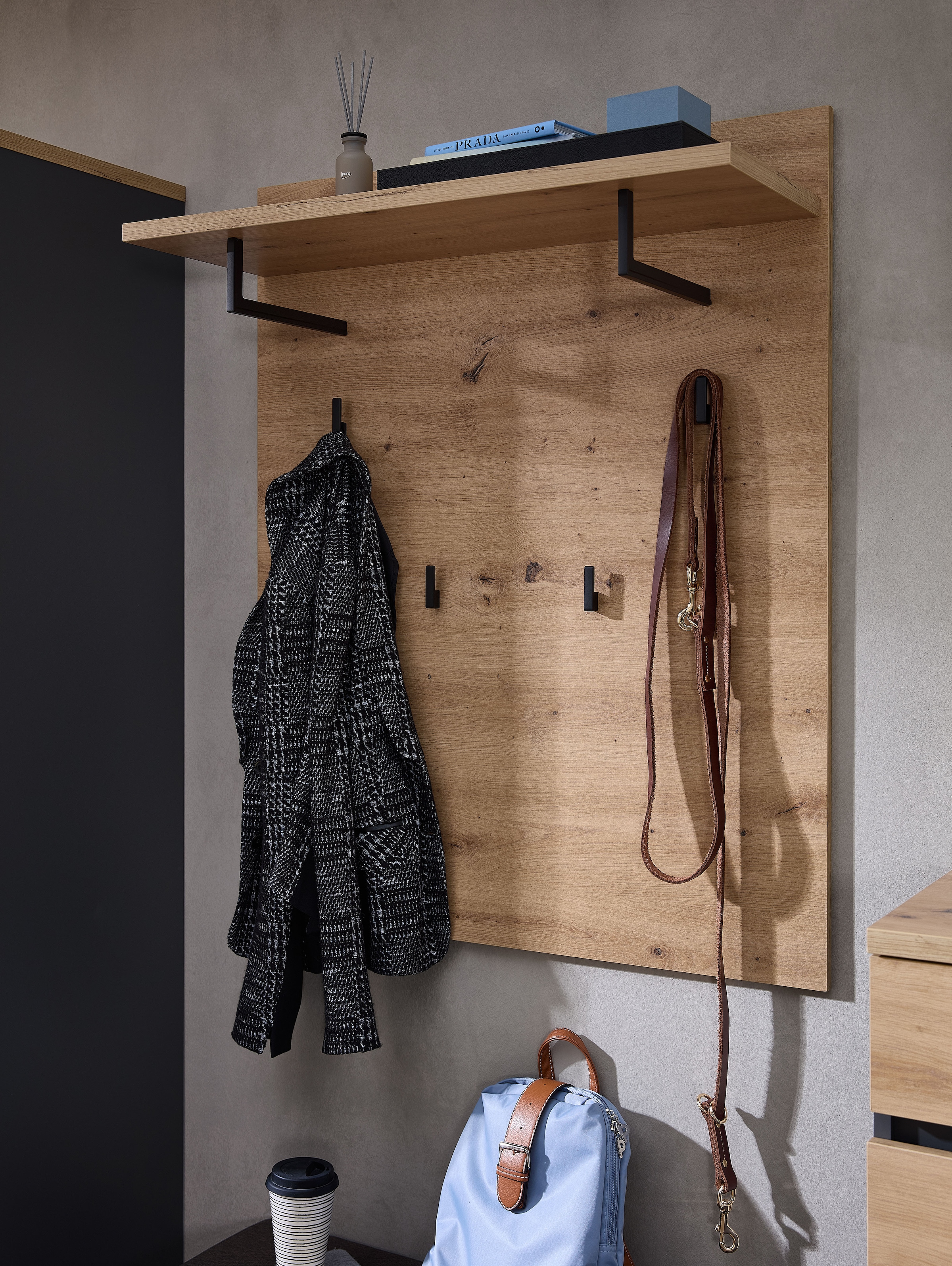 GOODproduct Regal »Bergen Garderobenpaneel, 80x100x30cm (B/H/T)« 1 Stk. tlg. 4 Haken, Ablage, Kleiderstange