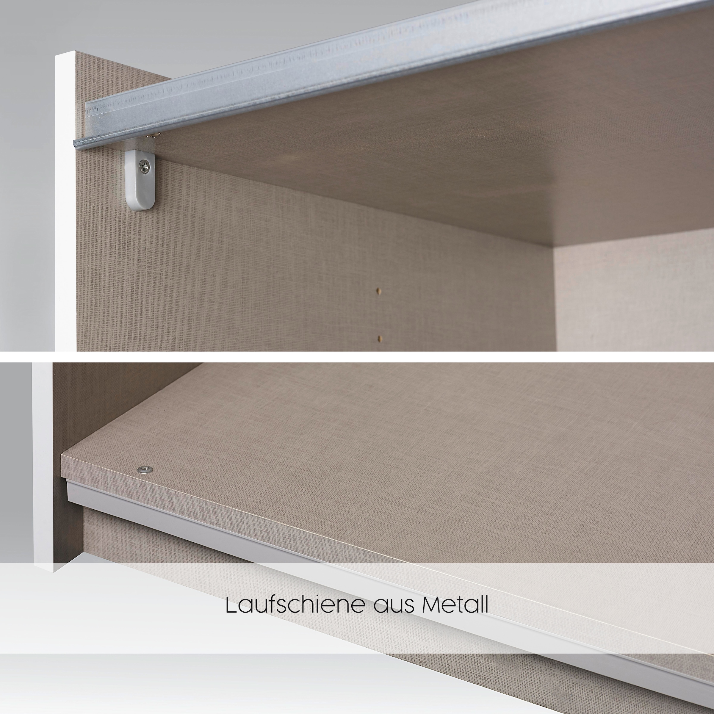 rauch Schwebetürenschrank »Kleiderschrank Drehtürenschrank Schrank Garderobe KRONACH« in 3 Ausstattungen BASIC/CLASSIC/PREMIUM, Breiten 131/175/218/261 cm,  optional ohne, mit 1 oder 2 Spiegel, viel Stauraum MADE IN GERMANY