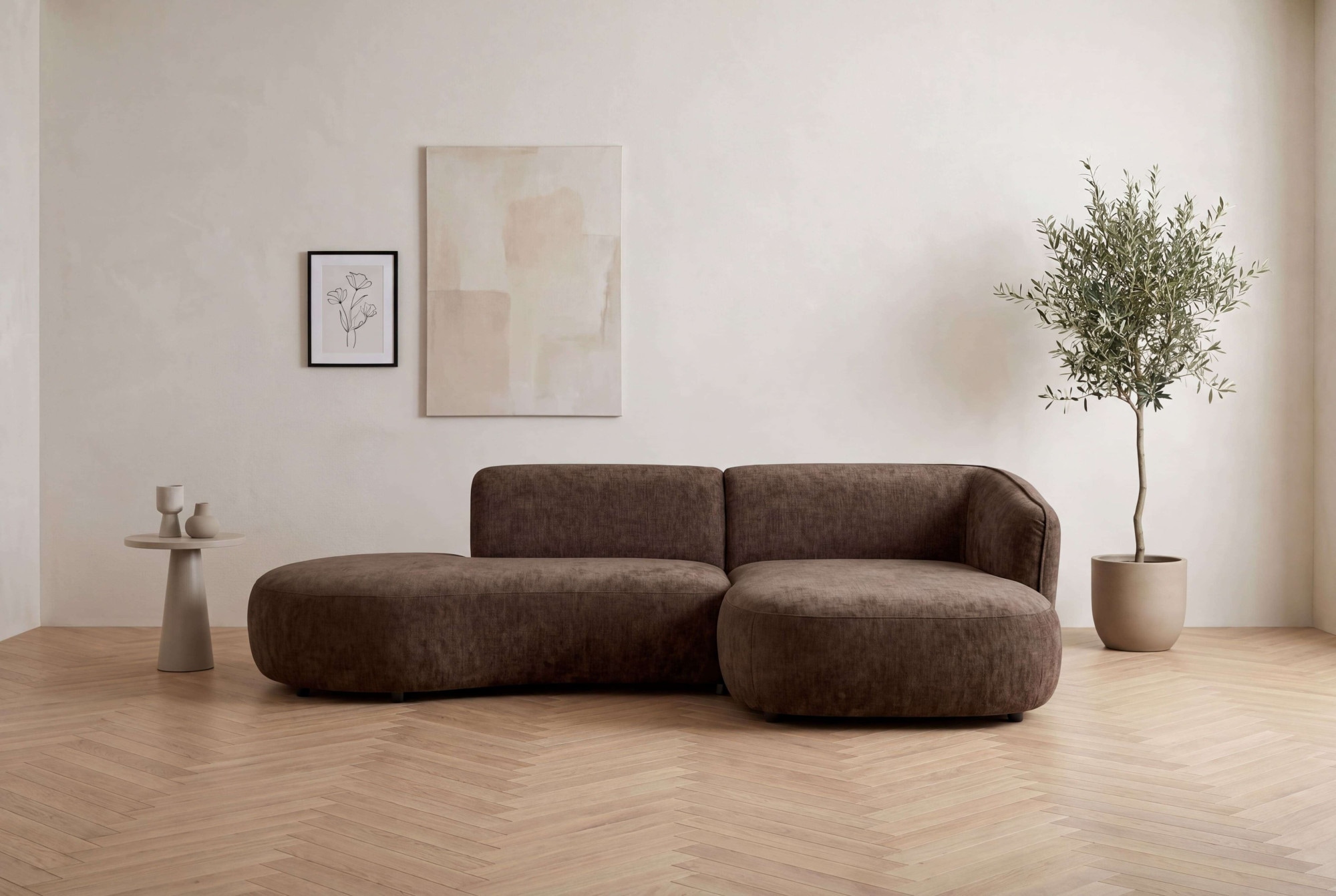 GOODproduct Ecksofa »OSTRUP Rundsofa, L-Form, Naturtöne, Boucle oder Chenille« Breite 278 cm, organische Form mit sanften Rundungen