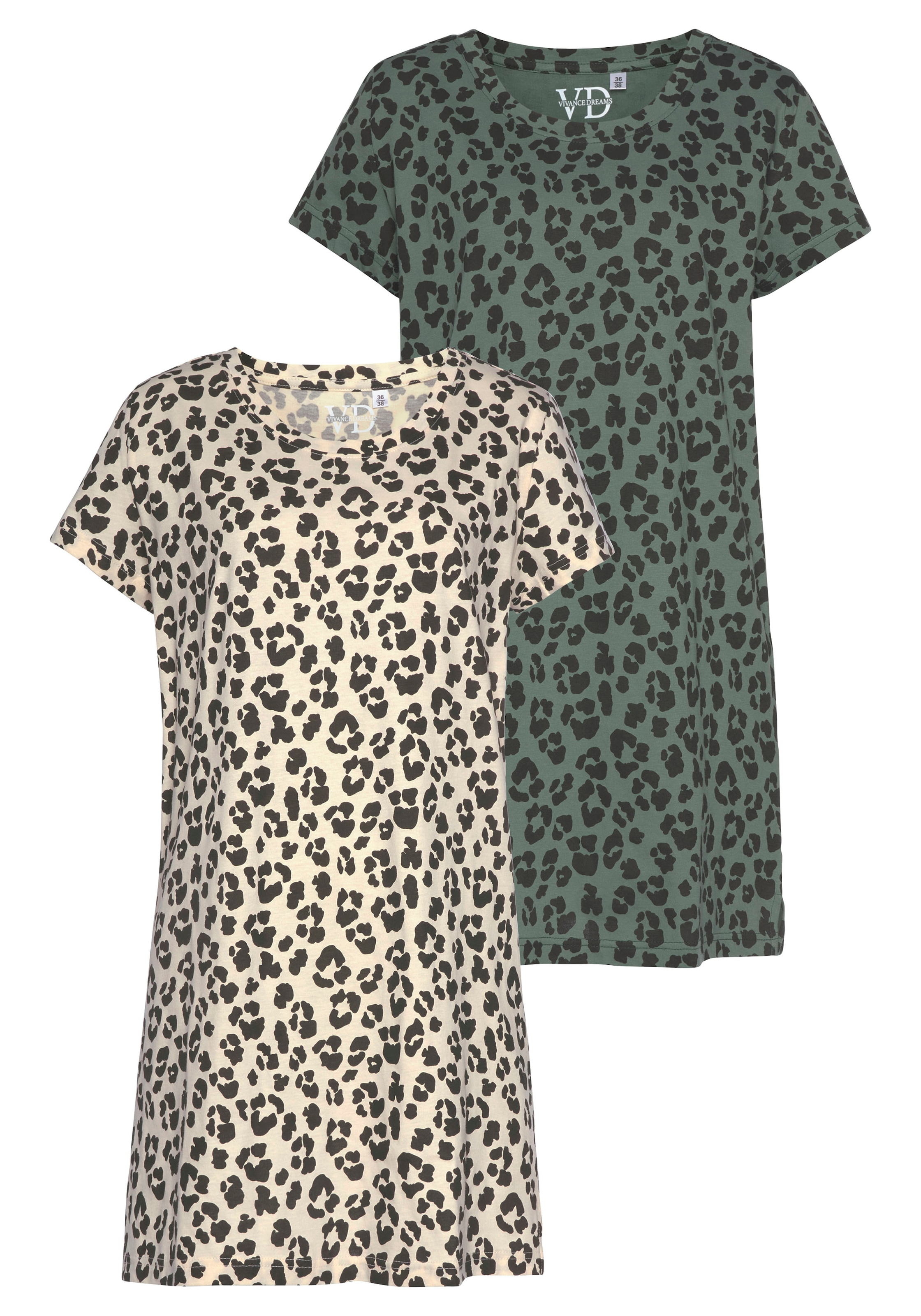 Vivance Dreams Sleepshirt 2er-Pack,  mit Leo-Muster
