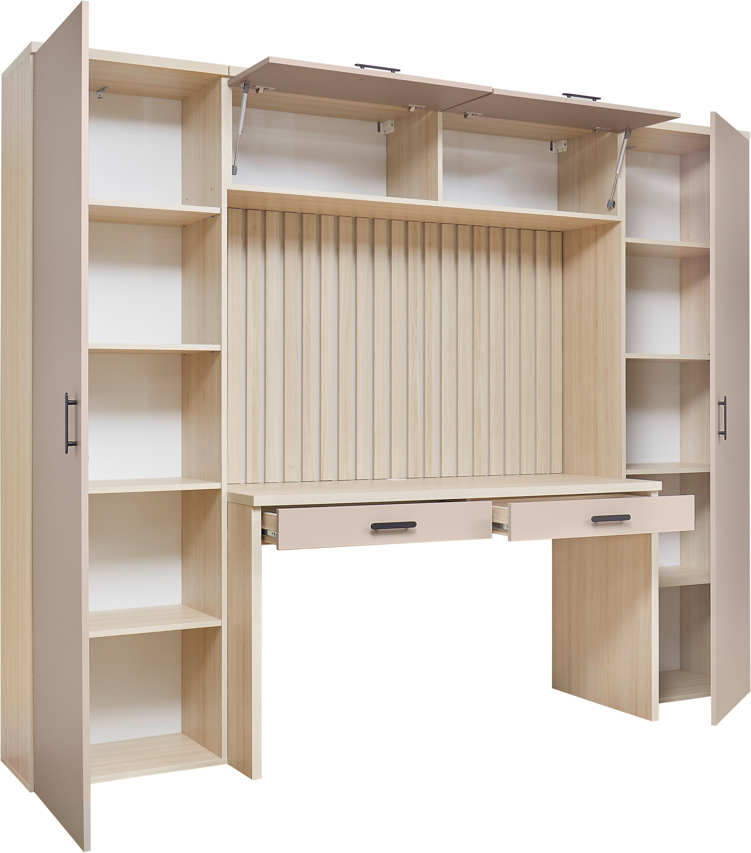 BEGA OFFICE Ensemble de meubles de bureau »Aragon Bürokombination B/H/T 250x200x60 cm« ensemble de bureau 4 pièces, revêtement mélaminé, poignées en métal