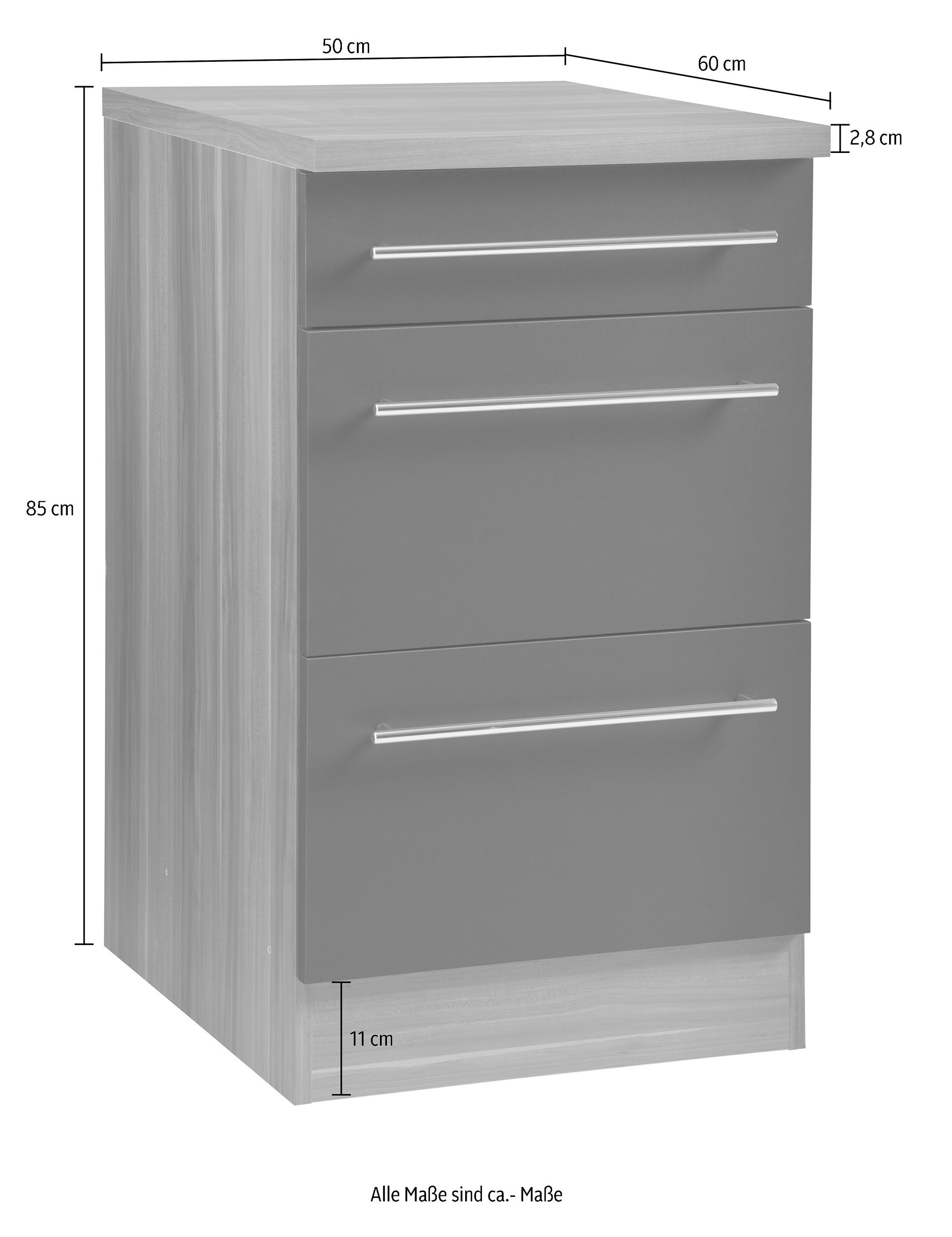 KOCHSTATION Unterschrank »KS-Samos« 50 cm breit, mit 2 grossen Auszügen