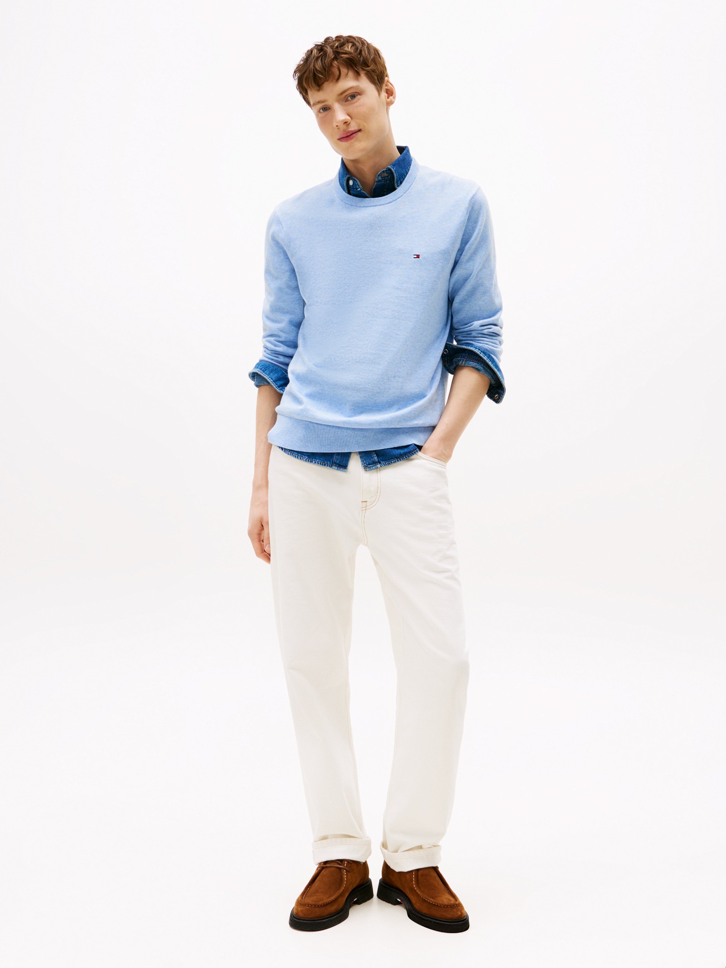 Tommy Hilfiger Rundhalspullover »ESSENTIAL COTTON« Crewneck Regular Fit Premium Mode